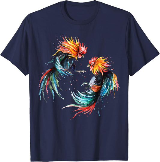 Fighting Rooster Art Chicken Chinese Zodiac Pride & Brave T-Shirt - T-Shirt | Navy