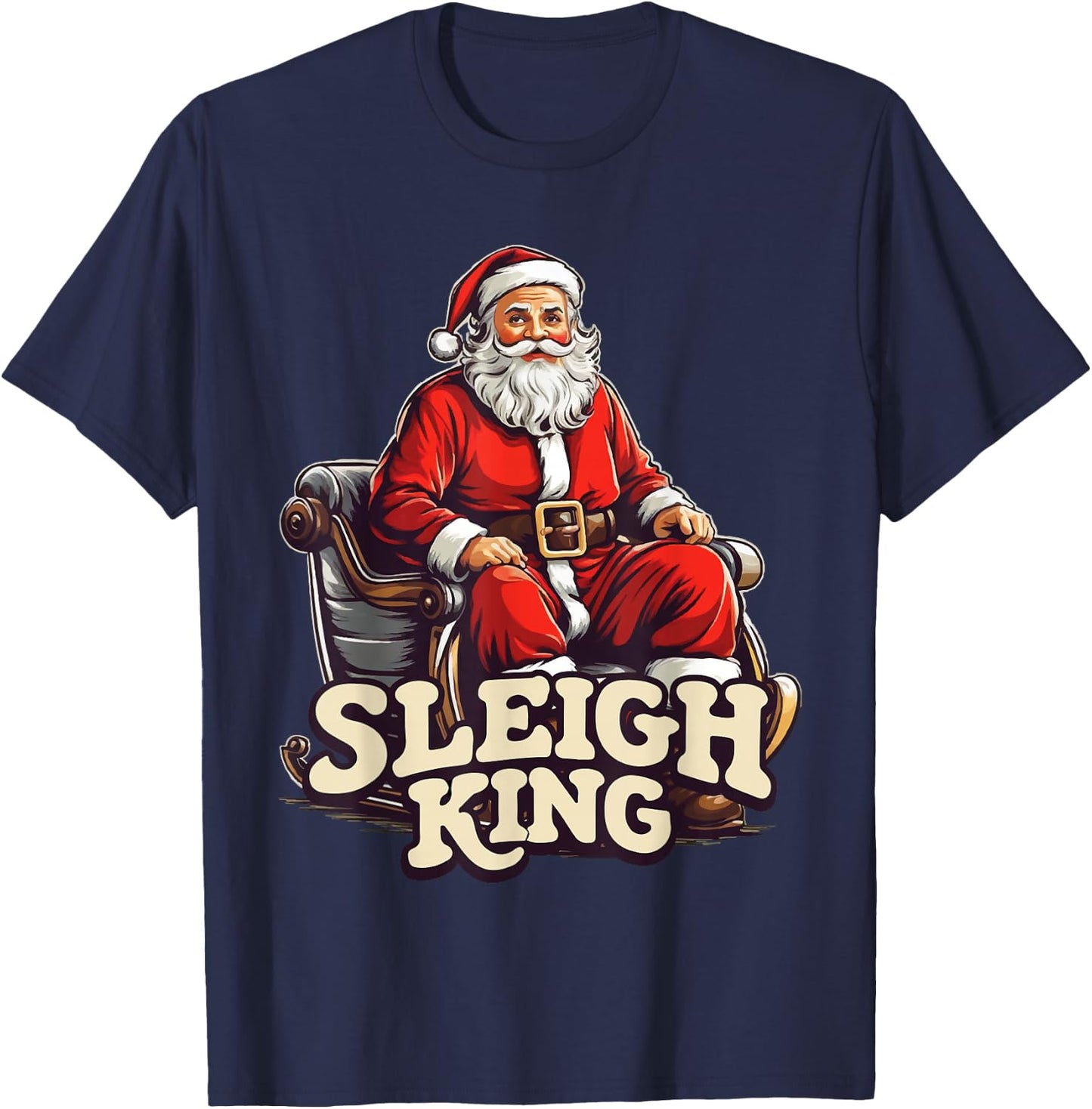 Santa Sleigh King Funny Christmas T-Shirt - T-Shirt | Navy
