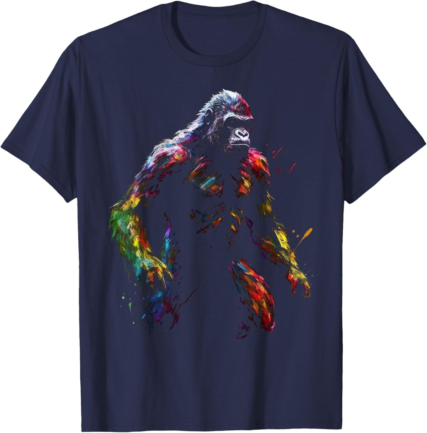 Gorilla Artwork Colourful Animal Art Gorilla T-Shirt - T-Shirt | Navy