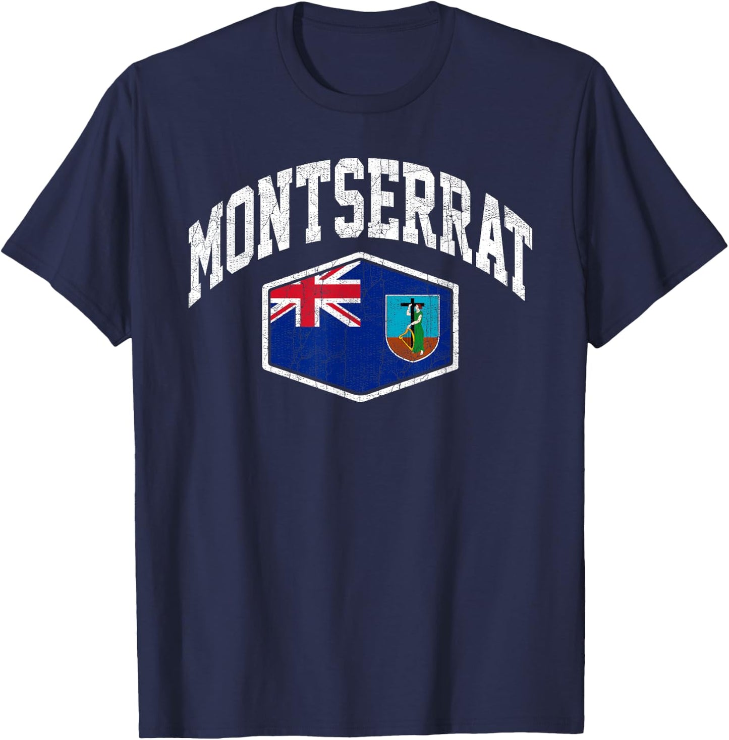 Montserrat Vintage Flag Throwback Design Souvenir T-Shirt - T-Shirt | Navy