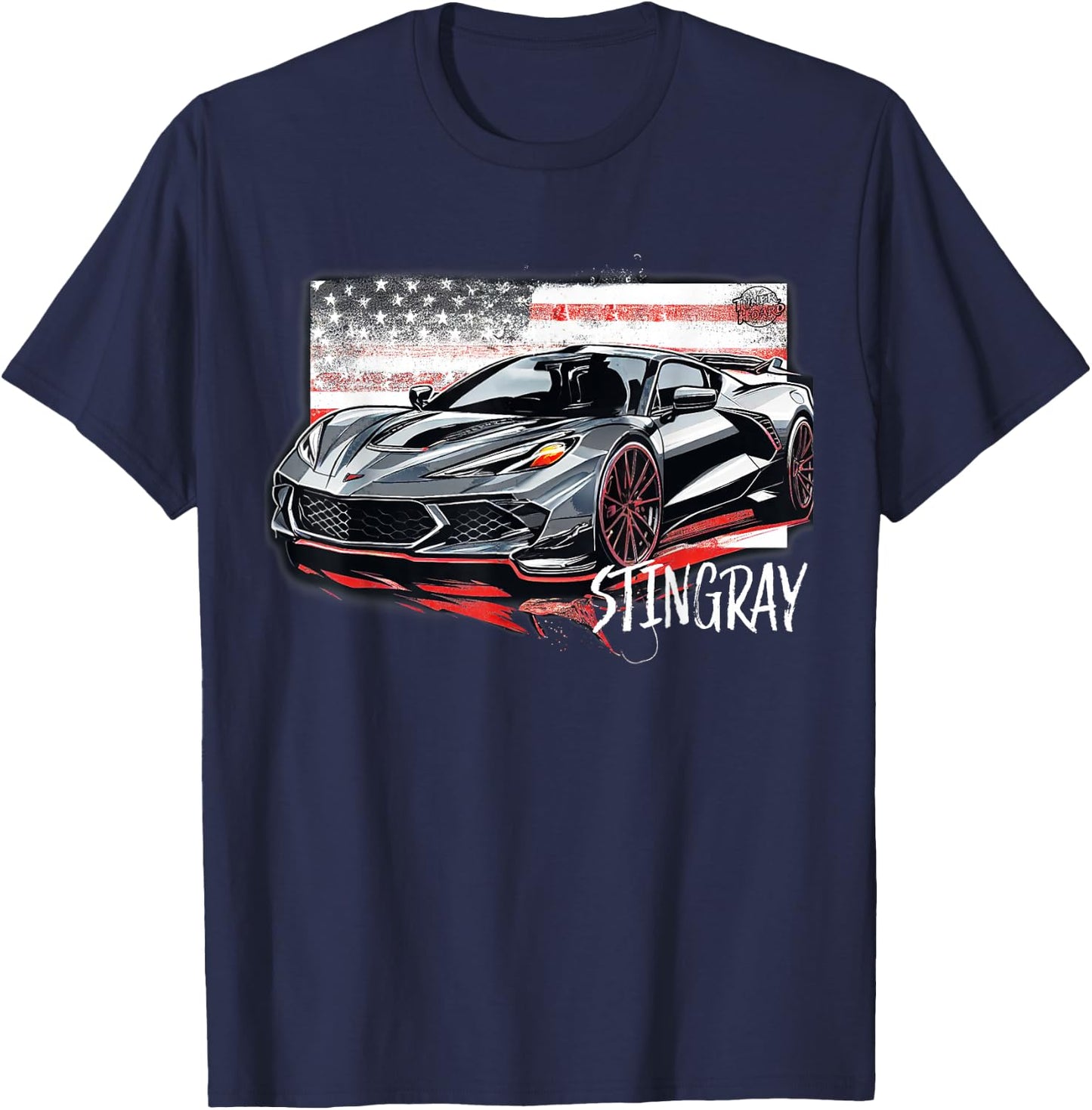 C8 American Muscle v8 Supercar Stingray Cool Vette Mechanic T-Shirt - T-Shirt | Navy