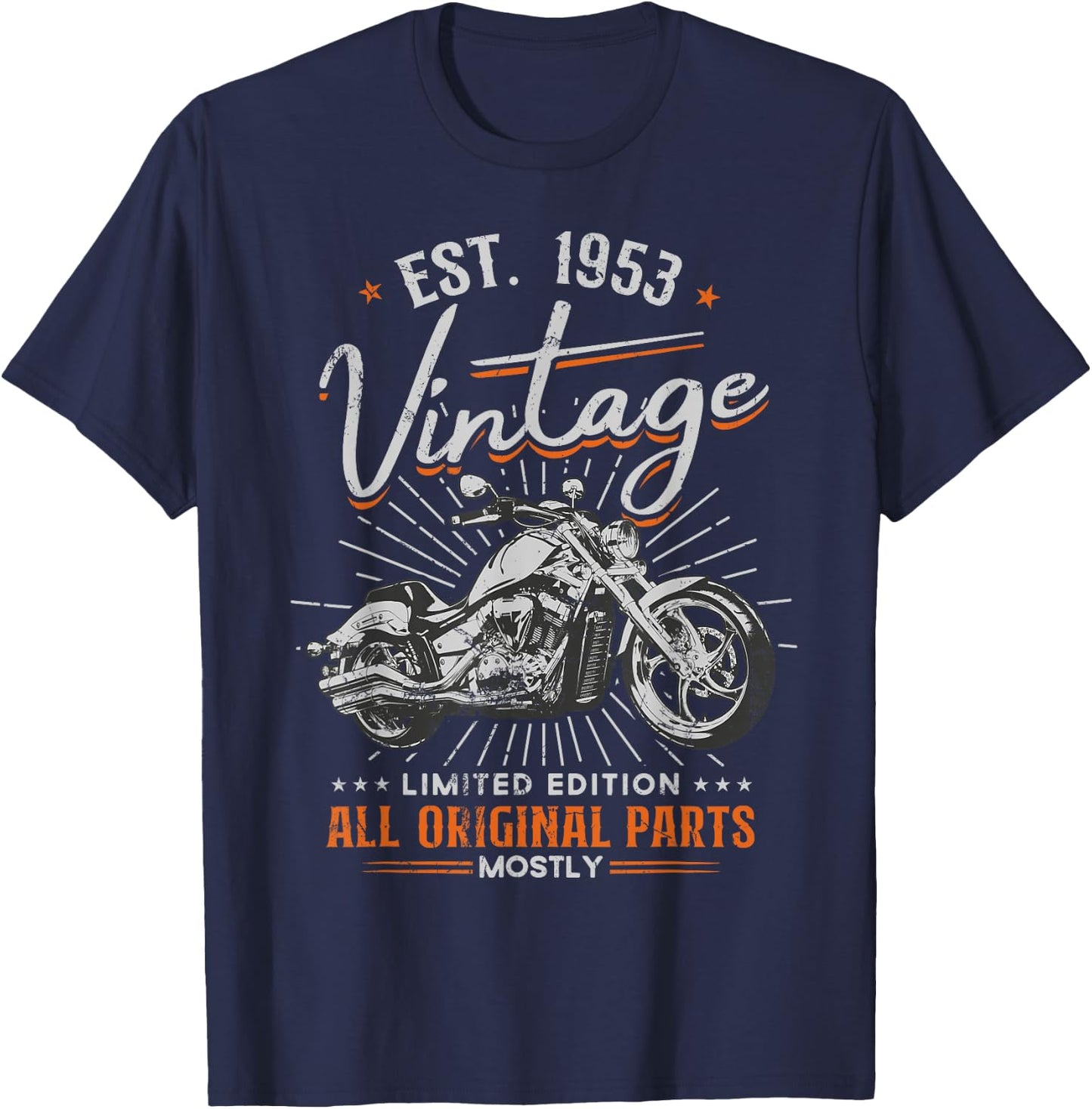 Est 1953 Vintage All Original Parts Motorcycle 71th Birthday T-Shirt - T-Shirt | Navy