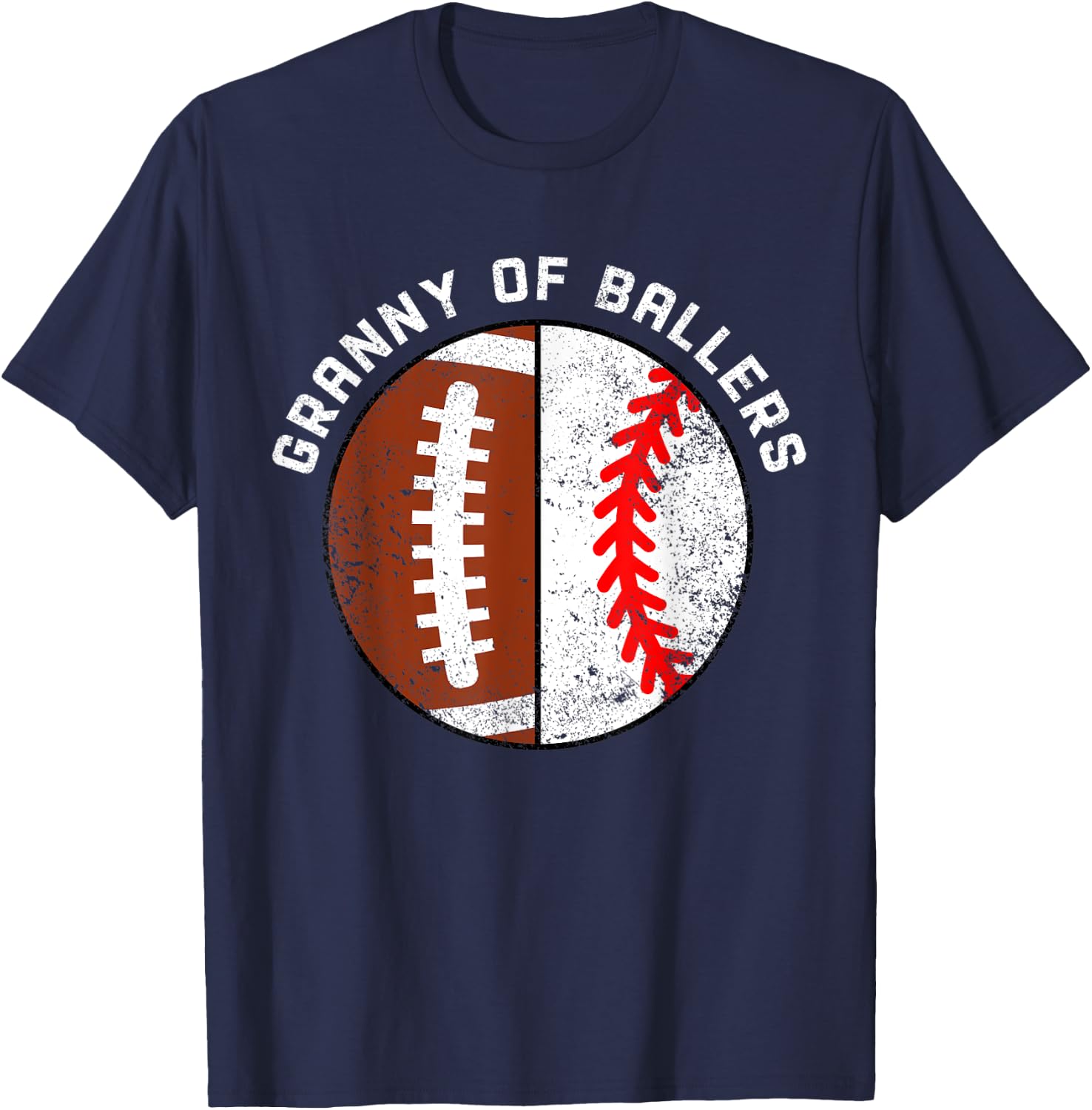 Granny Of Ballers Funny Football Baseball Grandma Granny T-Shirt - T-Shirt | Navy