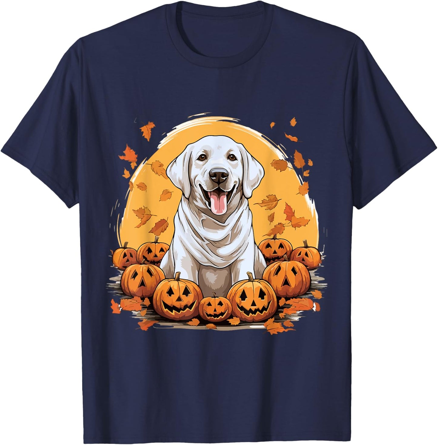 Labrador Retriever Dog Breed Pet Halloween Pumpkins T-Shirt - T-Shirt | Navy