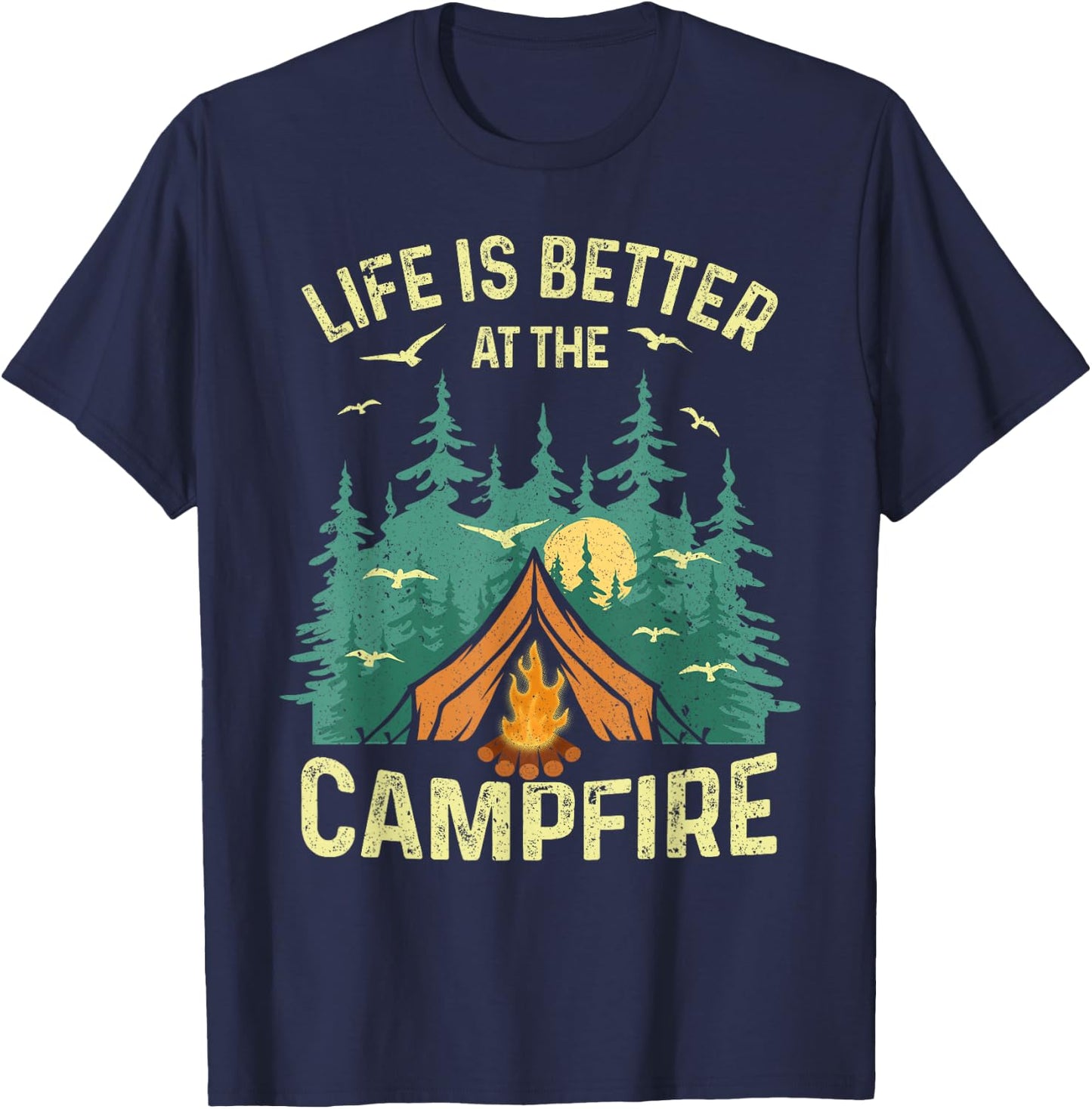 Unique Camping Gift RV Camper Accessories & Stuff -Adults, Kids Black Cotton 60%, Polyester 40% Short Sleeve Small Camping, Outdoor Adventures T-Shirt - T-Shirt | Navy