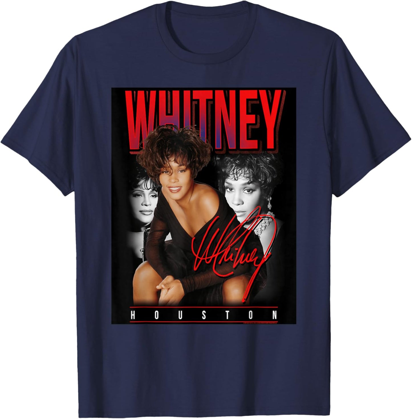 Whitney Houston Retro Photo Collage T-Shirt - T-Shirt | Navy