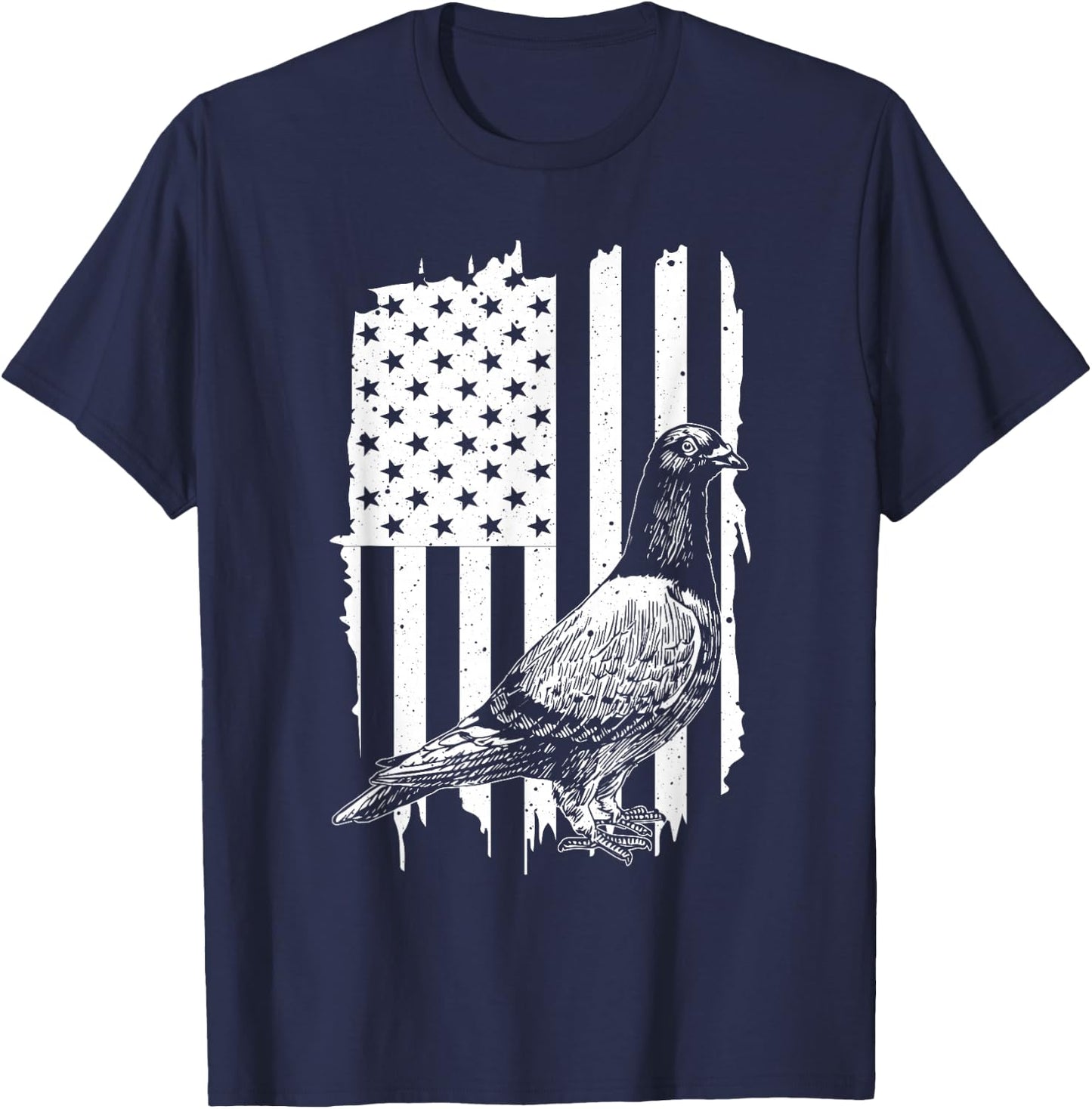Cool Pigeon Design Men Women Patriotic US Flag Pigeon Lovers T-Shirt - T-Shirt | Navy