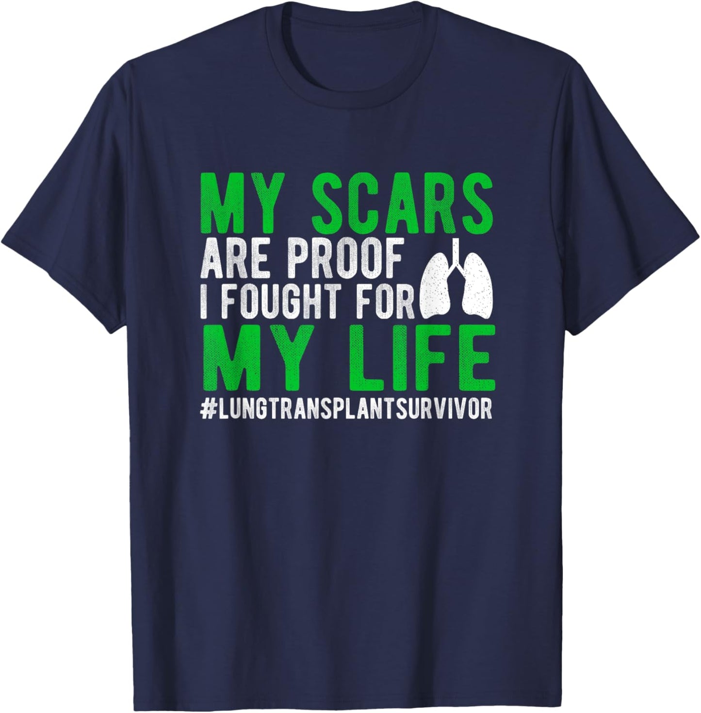 New Lung Transplant Recovery Lung Recipient Black Lung Transplant Survivor T-Shirt - T-Shirt | Navy