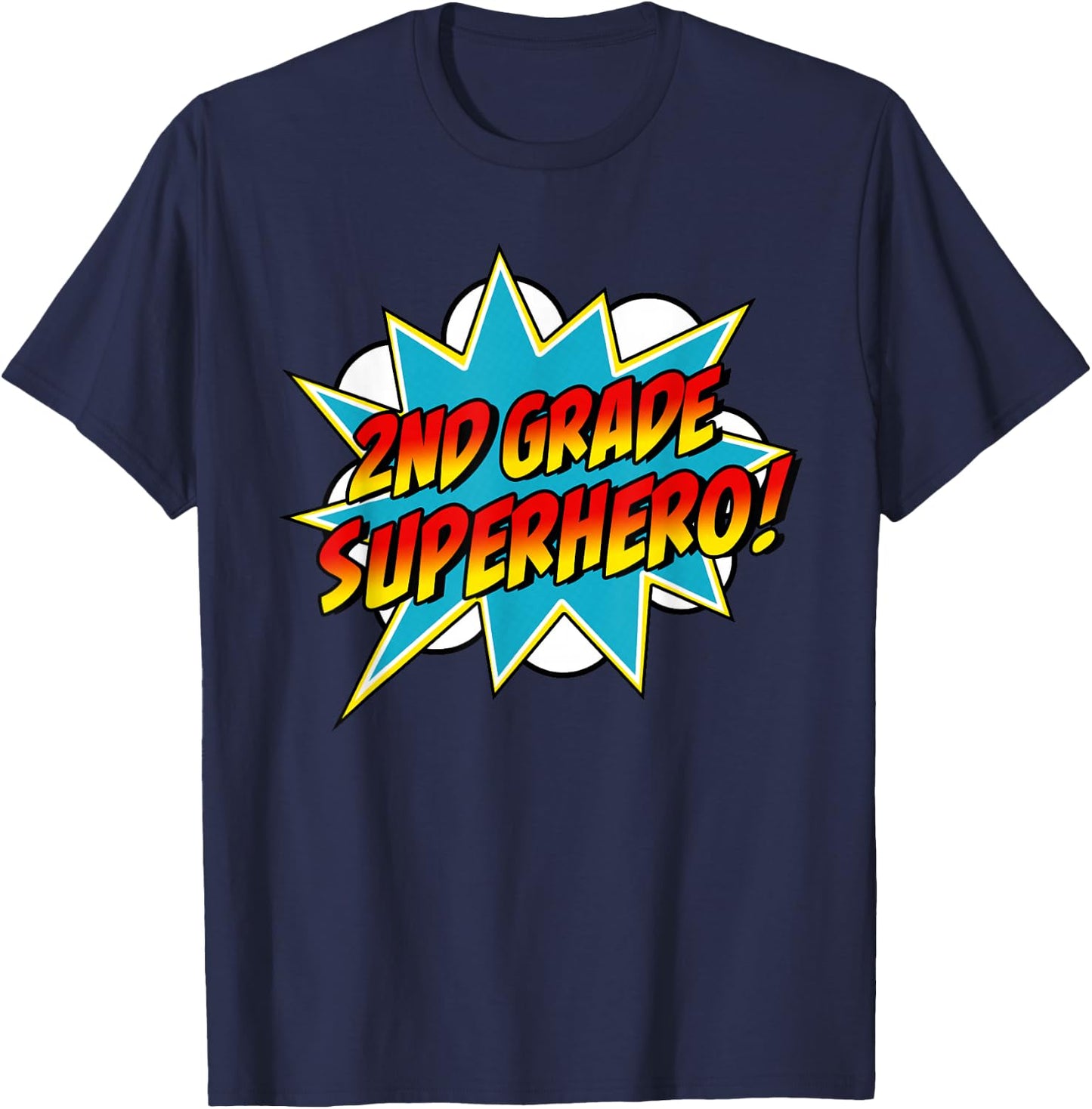 Second Grade Superhero Teacher Student 2nd Grade Comic Retro T-Shirt - T-Shirt | Navy