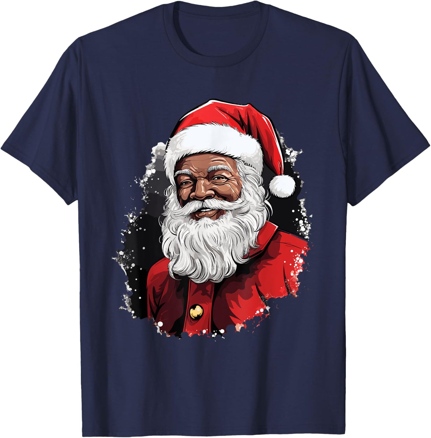 Santa Claus Black Christmas Xmas Santa Afro African American T-Shirt - T-Shirt | Navy