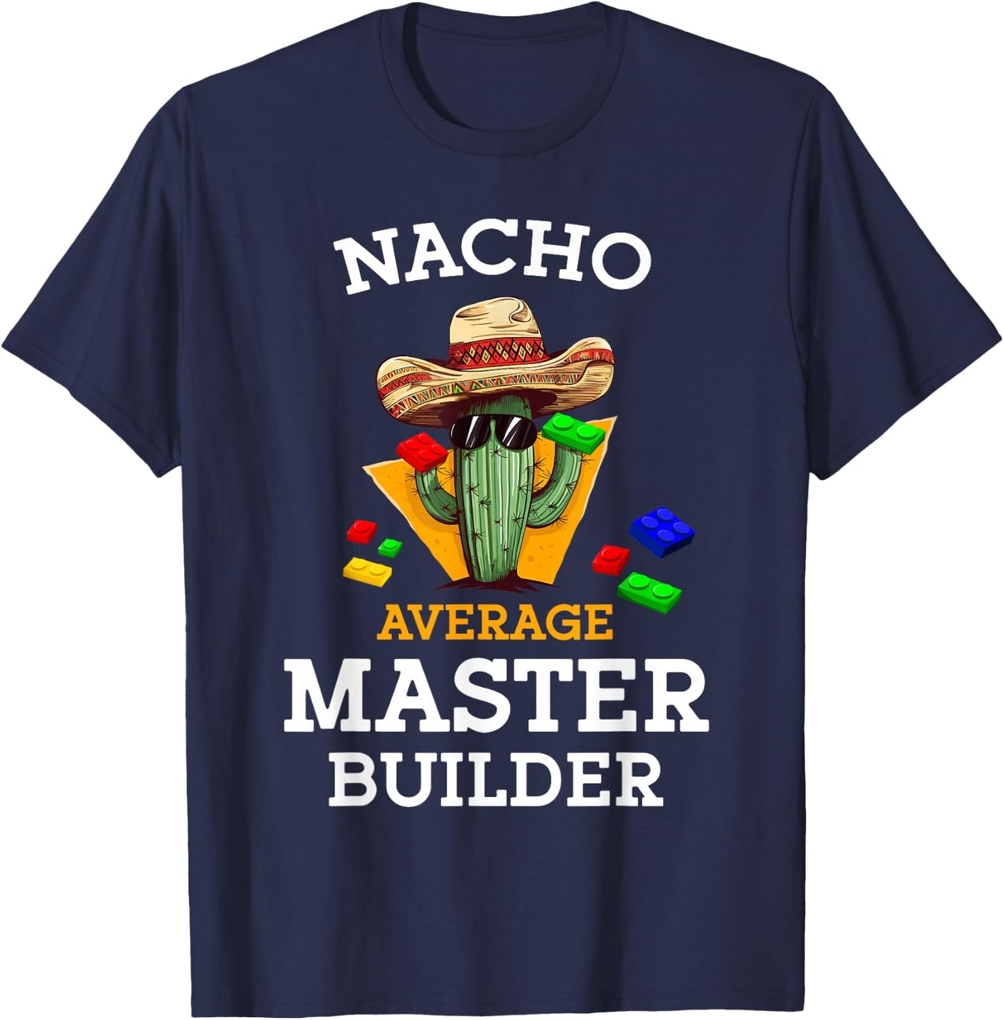 Nacho Average Master Builder Cactus Block Building Kids Boys T-Shirt - T-Shirt | Navy