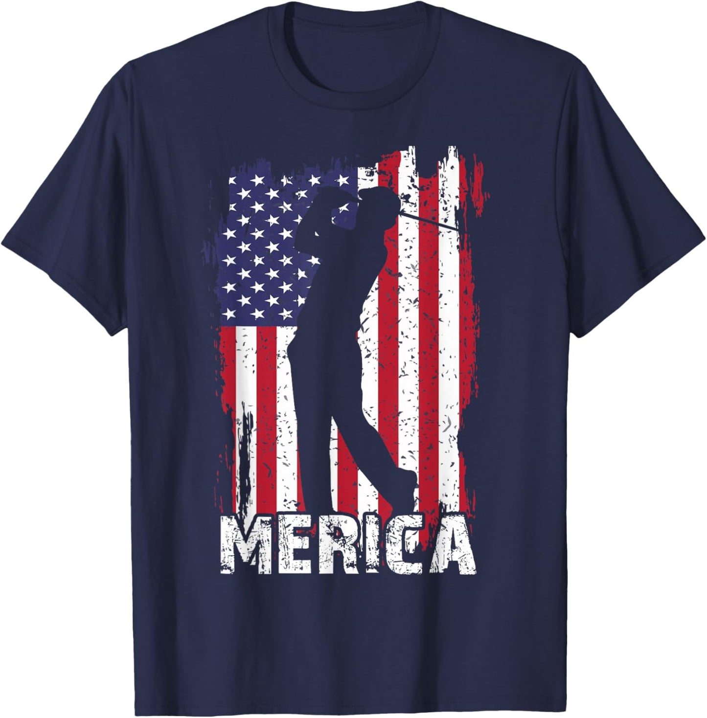 Merica Golf-Shirt 4th July American Flag Patriotic Dad Men T-Shirt - T-Shirt | Navy