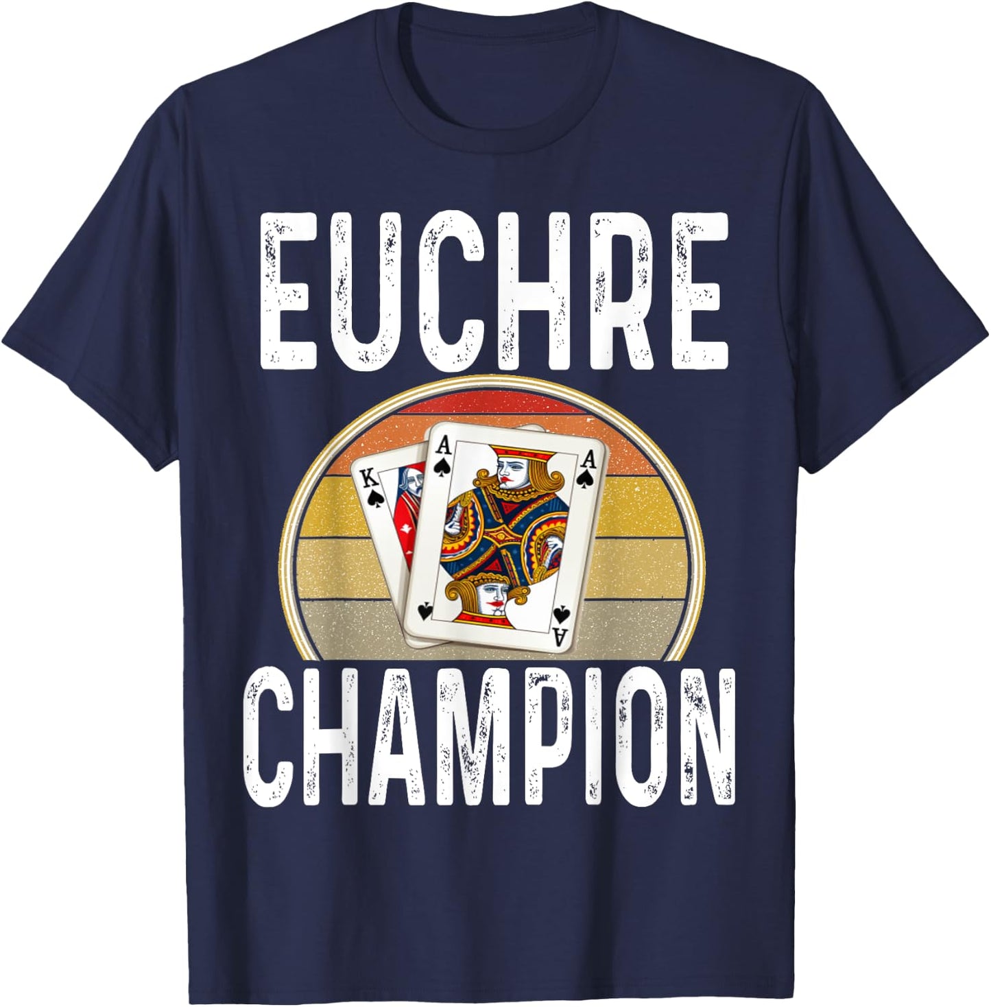 Euchre Champion Game Night Player Card Game Cards Retro T-Shirt - T-Shirt | Navy