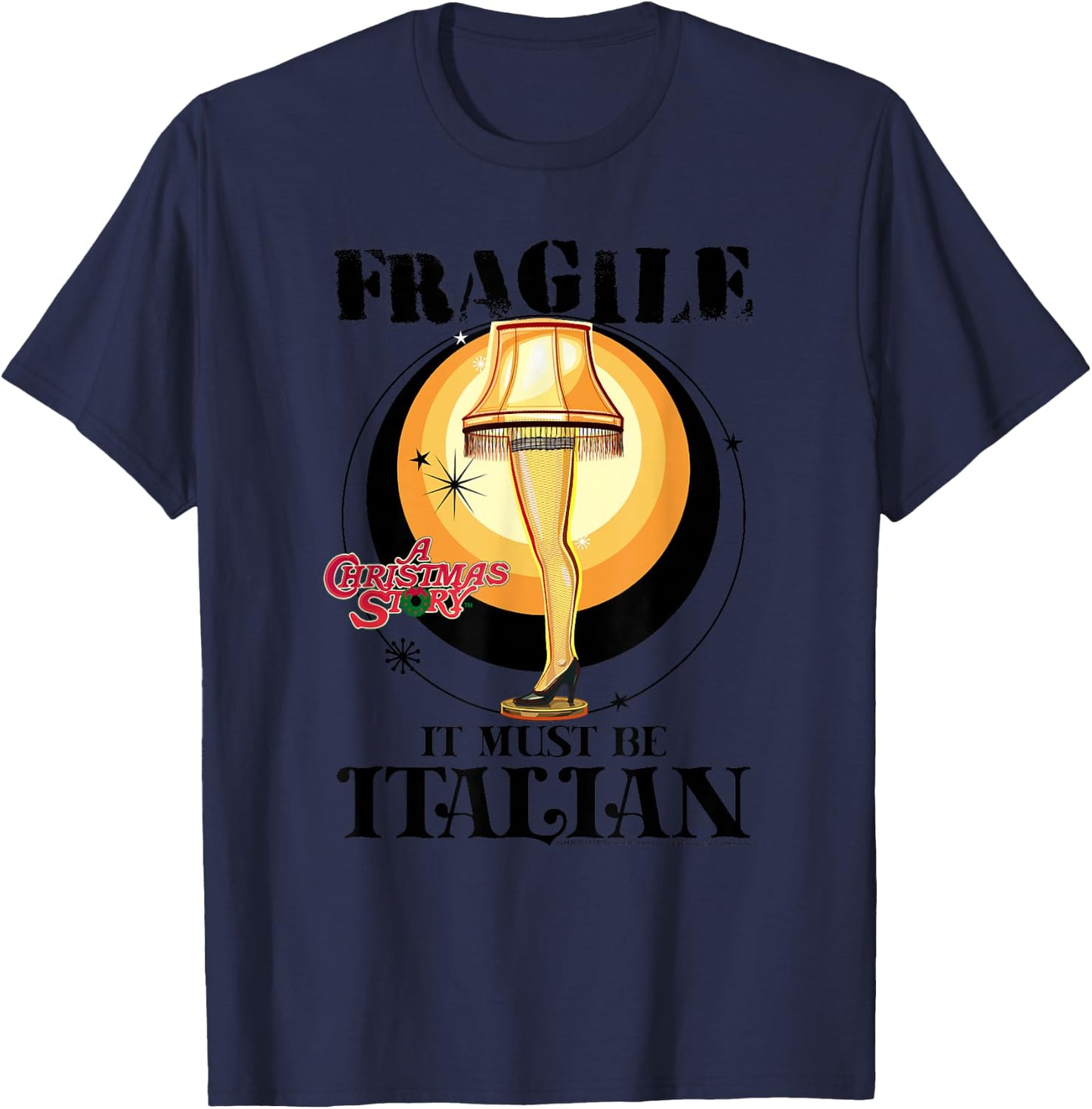 A Christmas Story Fragile It Must Be Italian Logo T-Shirt - T-Shirt | Navy