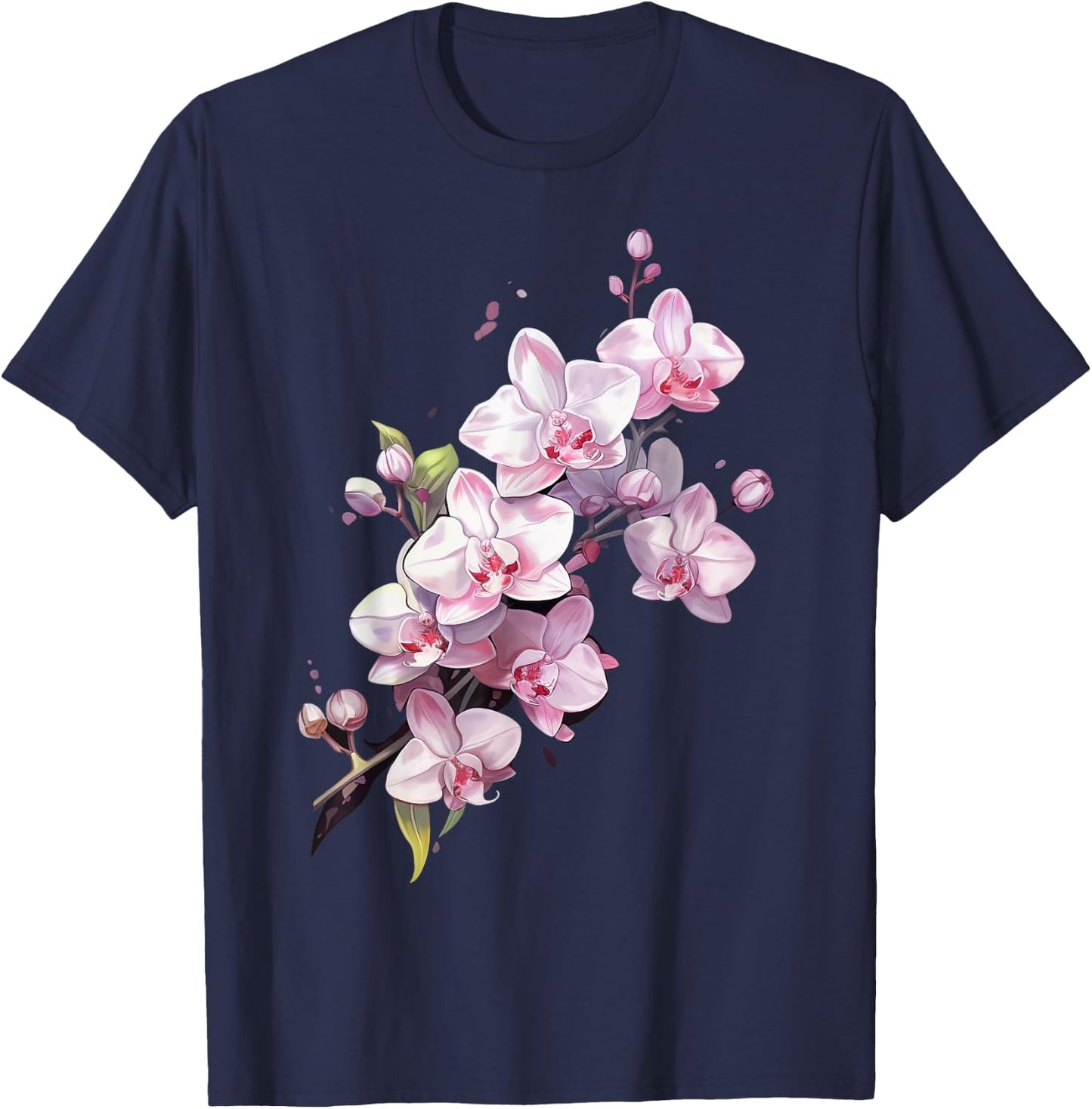 Beautiful Orchid Flower on floral Orchid T-Shirt - T-Shirt | Navy