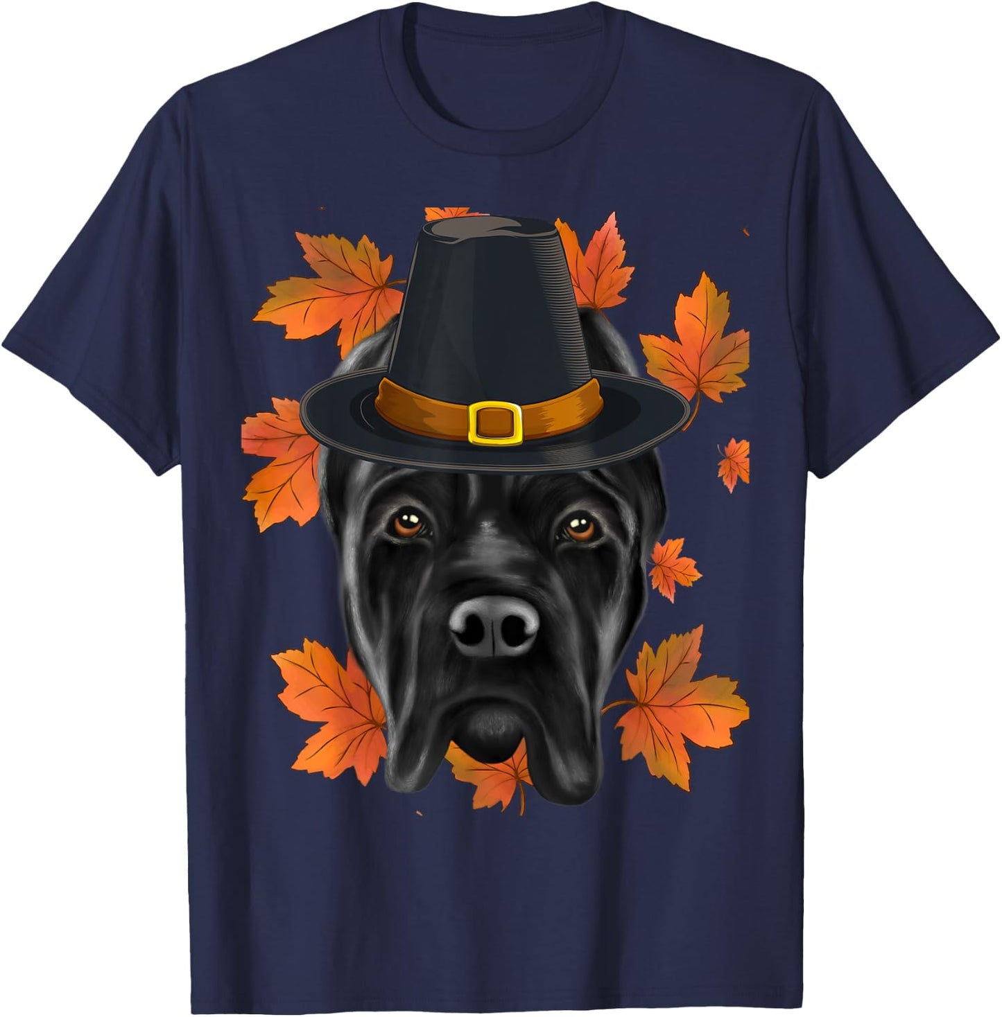Fall Cane Corso Pilgrim Thanksgiving T-Shirt - T-Shirt | Navy