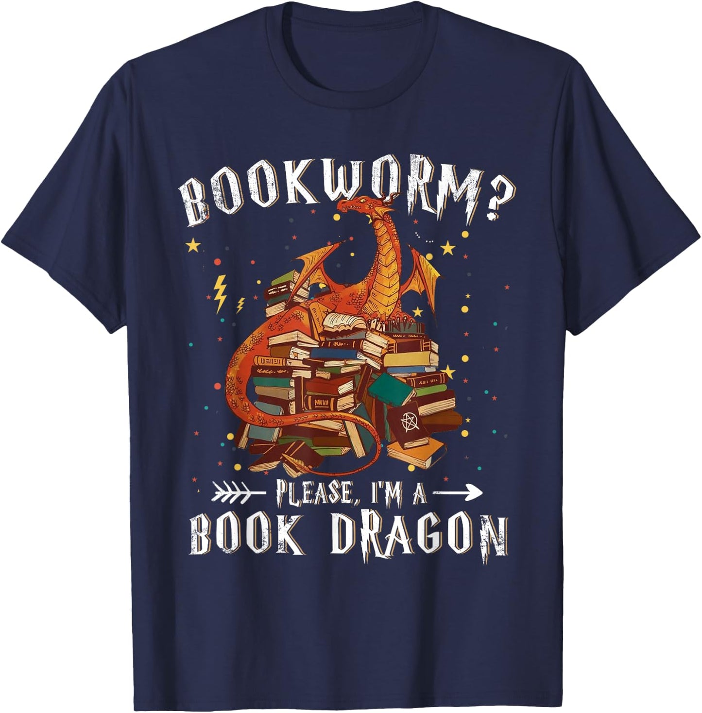 Dragon Book Shirt - Bookworm? Please I'm a Book Dragon T-Shirt - T-Shirt | Navy