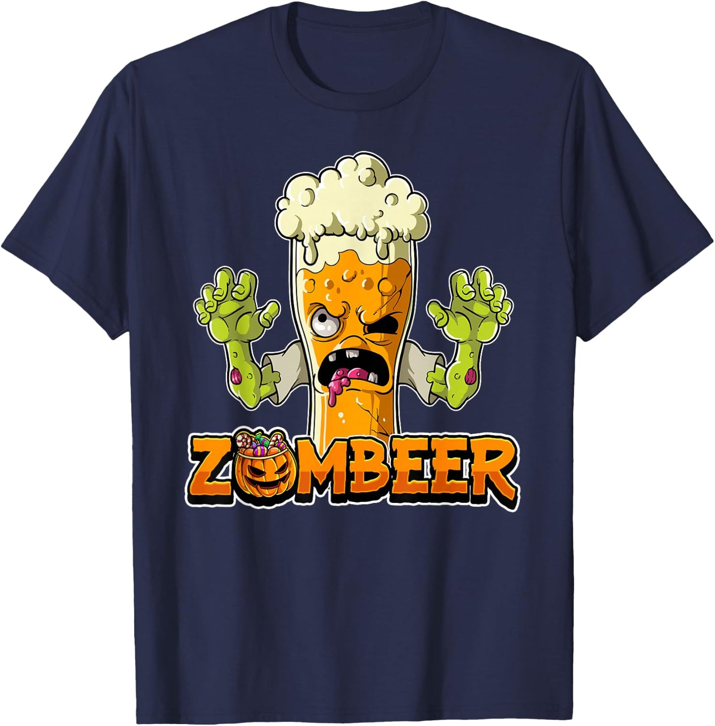 Zombeer Halloween Zombie T-Shirt - T-Shirt | Navy