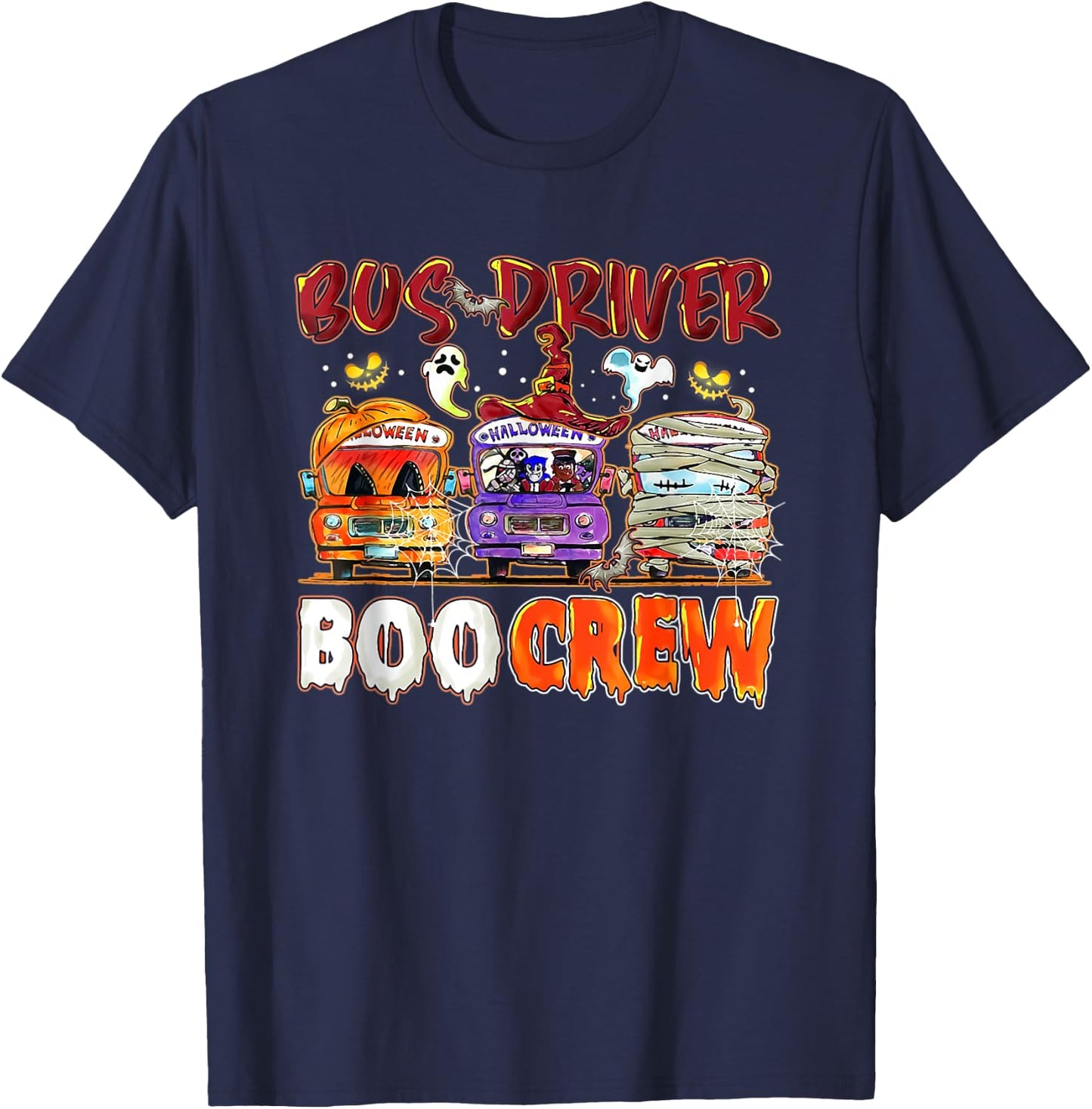 Bus Driver Boo Crew School Bus Driver Life Halloween T-Shirt - T-Shirt | Navy