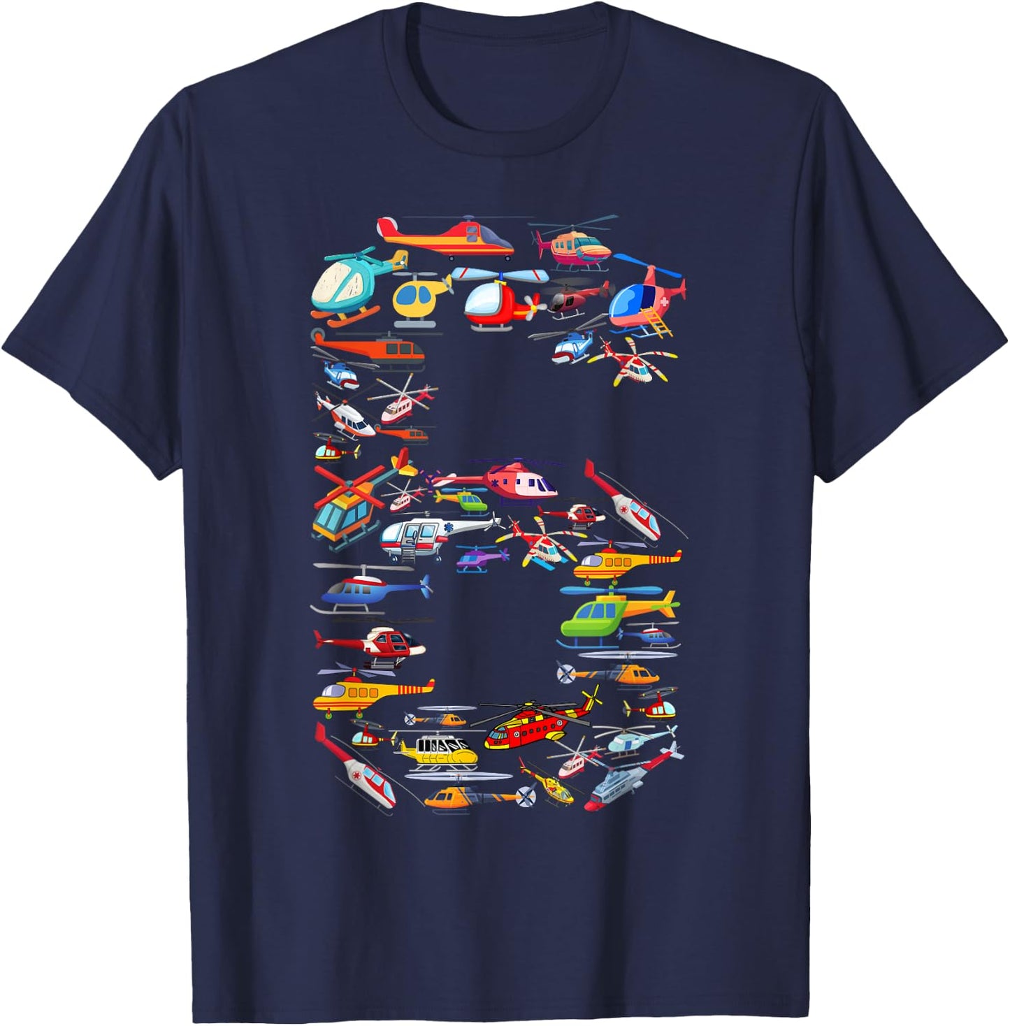 Helicopter 6th Birthday Kids Airplane 6 Year Old Boy Plane T-Shirt - T-Shirt | Navy