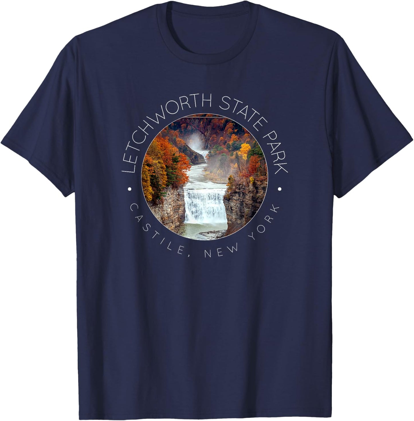 Letchworth State Park, New York State Parks, Waterfall T-Shirt - T-Shirt | Navy