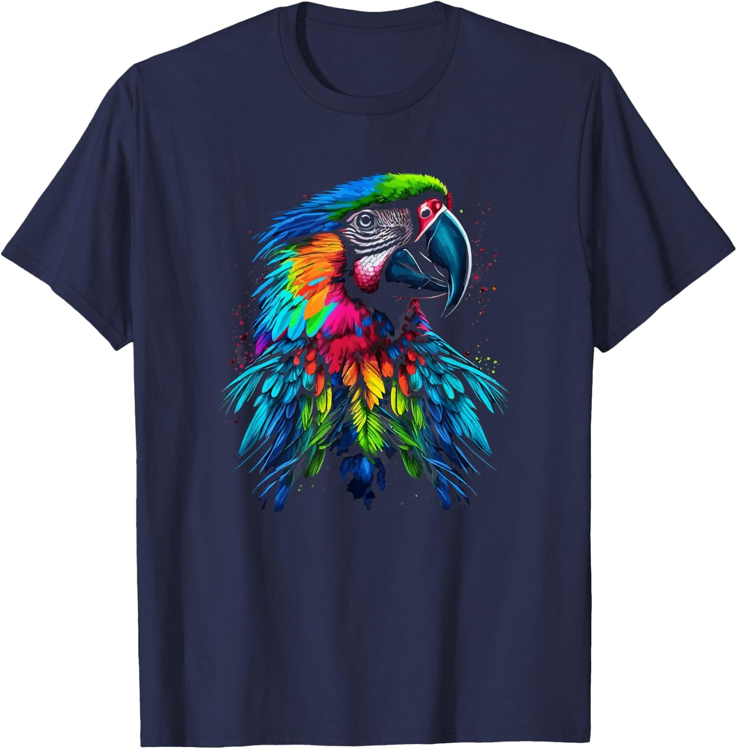 Rainbow Parrot | Beautiful Macaw | Cute Colorful Bird T-Shirt - T-Shirt | Navy