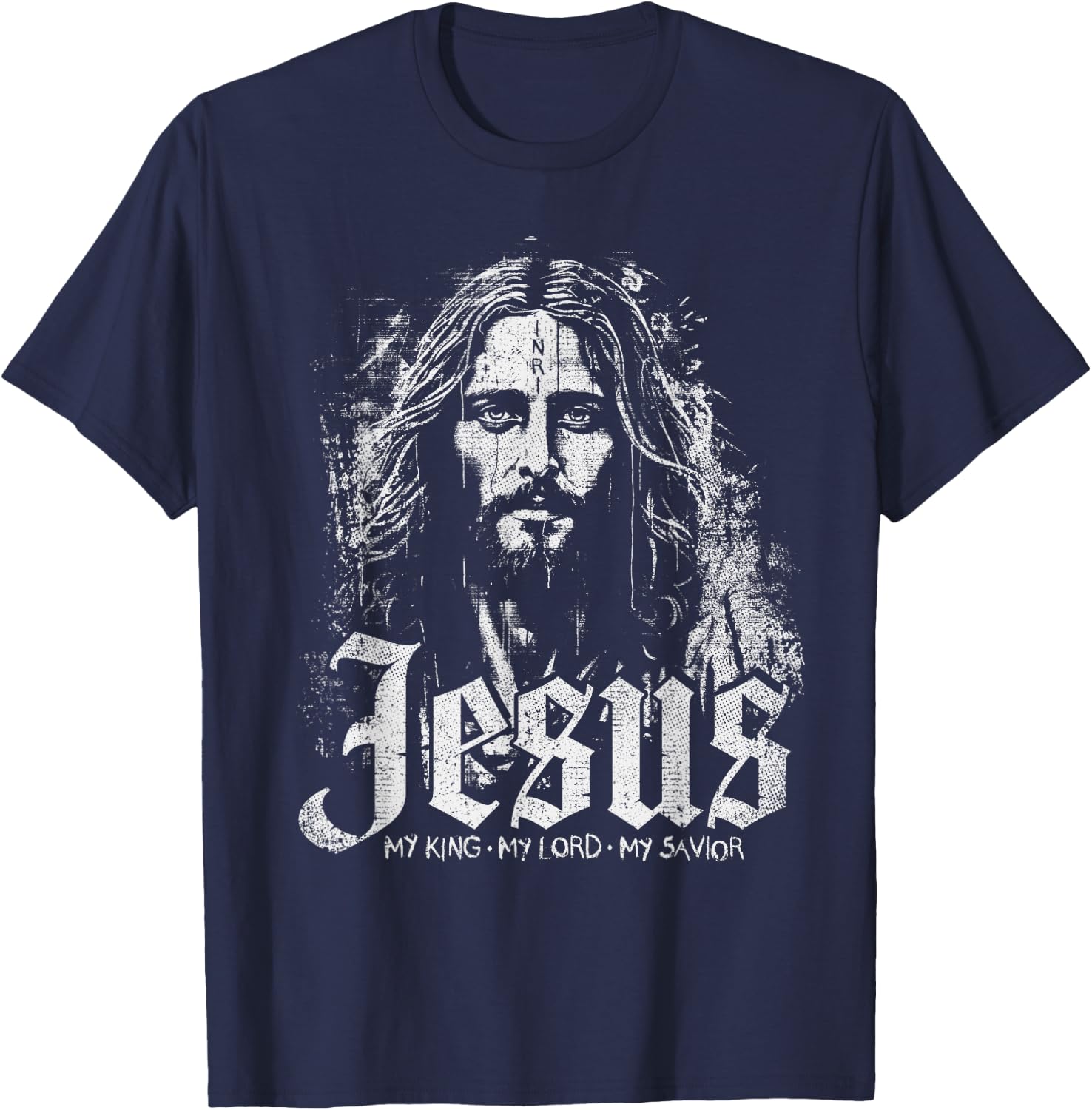 Jesus Christ My King My Lord My Savior Prayer Christian T-Shirt - T-Shirt | Navy