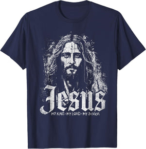 Jesus Christ My King My Lord My Savior Prayer Christian T-Shirt - T-Shirt | Navy