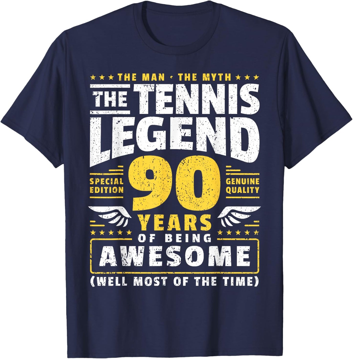 90th Birthday Tennis Player 90 Years T-Shirt - T-Shirt | Navy