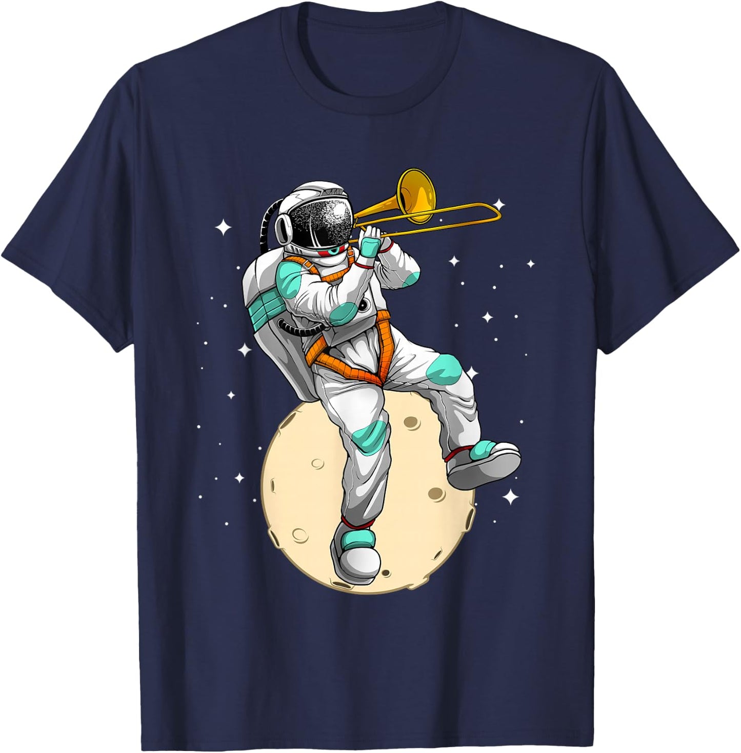 Funny Astronaut Trombone Art Women Trombone Player T-Shirt - T-Shirt | Navy