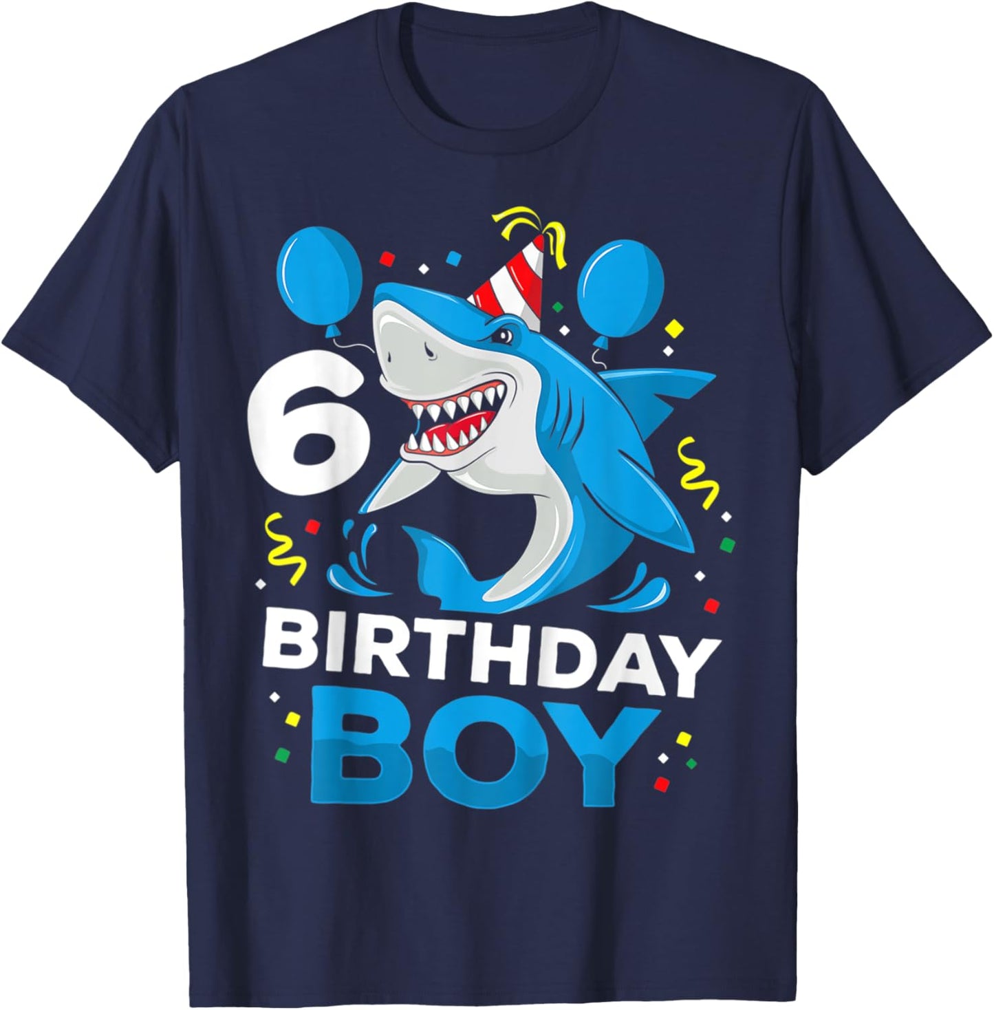Shark Party: 6th Birthday Shirt for Boys with Ocean T-Shirt - T-Shirt | Navy