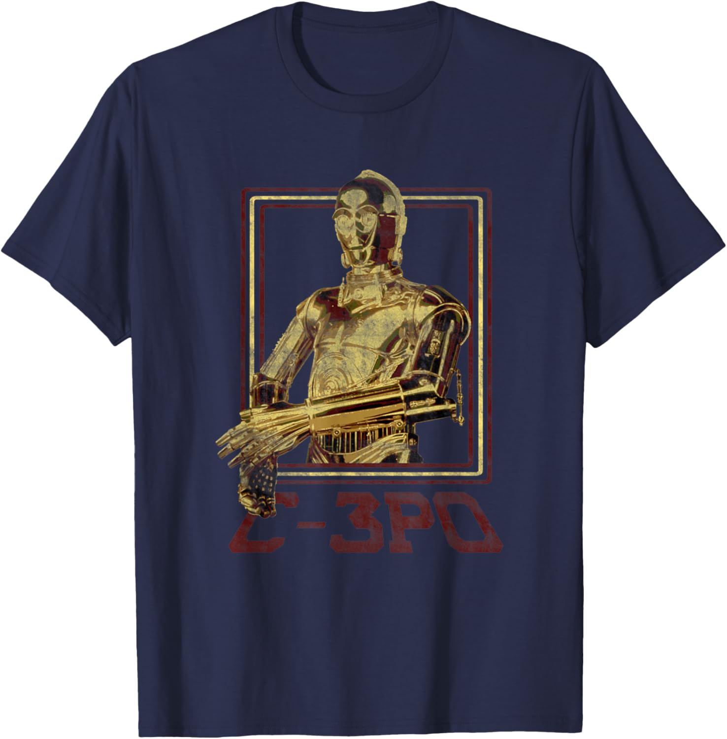 Star Wars Classic C-3PO Vintage Droid Retro Box Portrait T-Shirt - T-Shirt | Navy