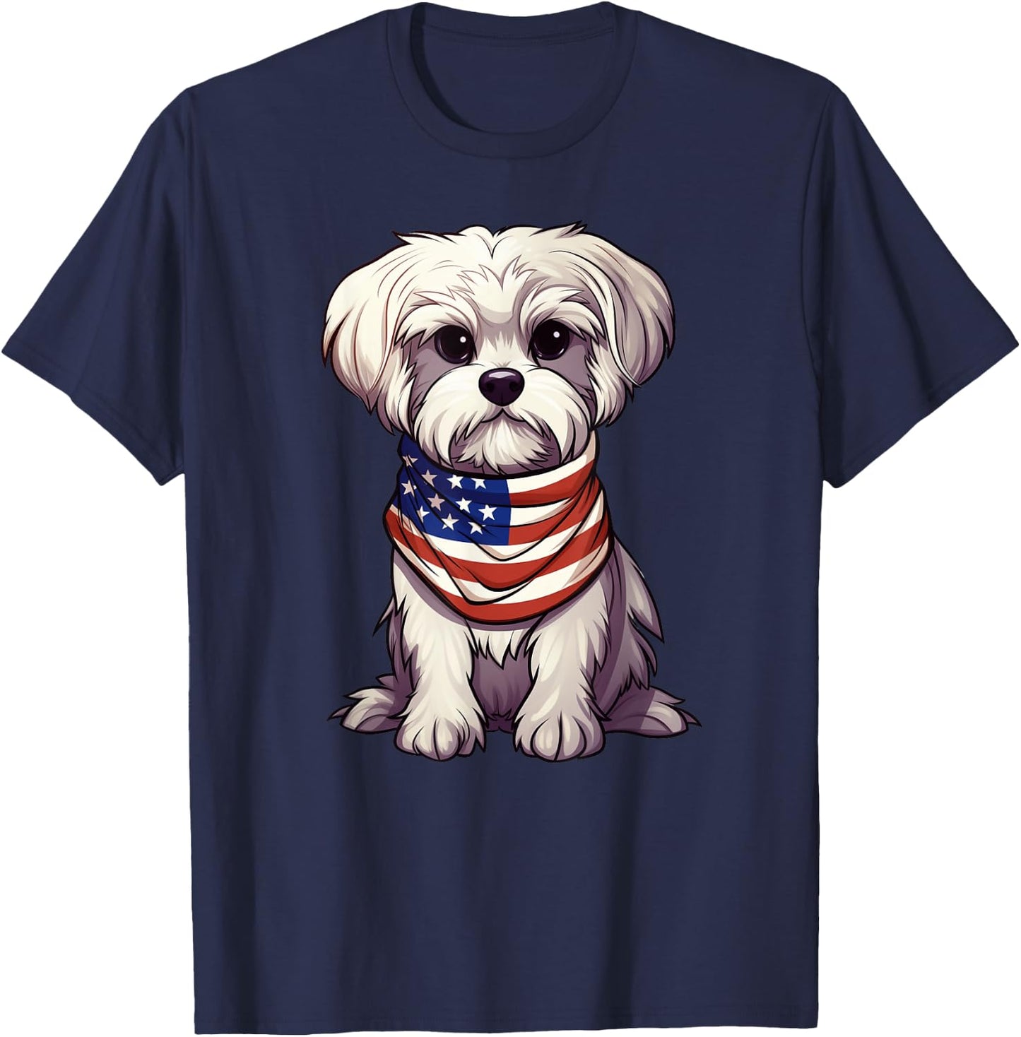 Maltese American Flag Maltese Dog Owner Mom Dad Men Women T-Shirt - T-Shirt | Navy