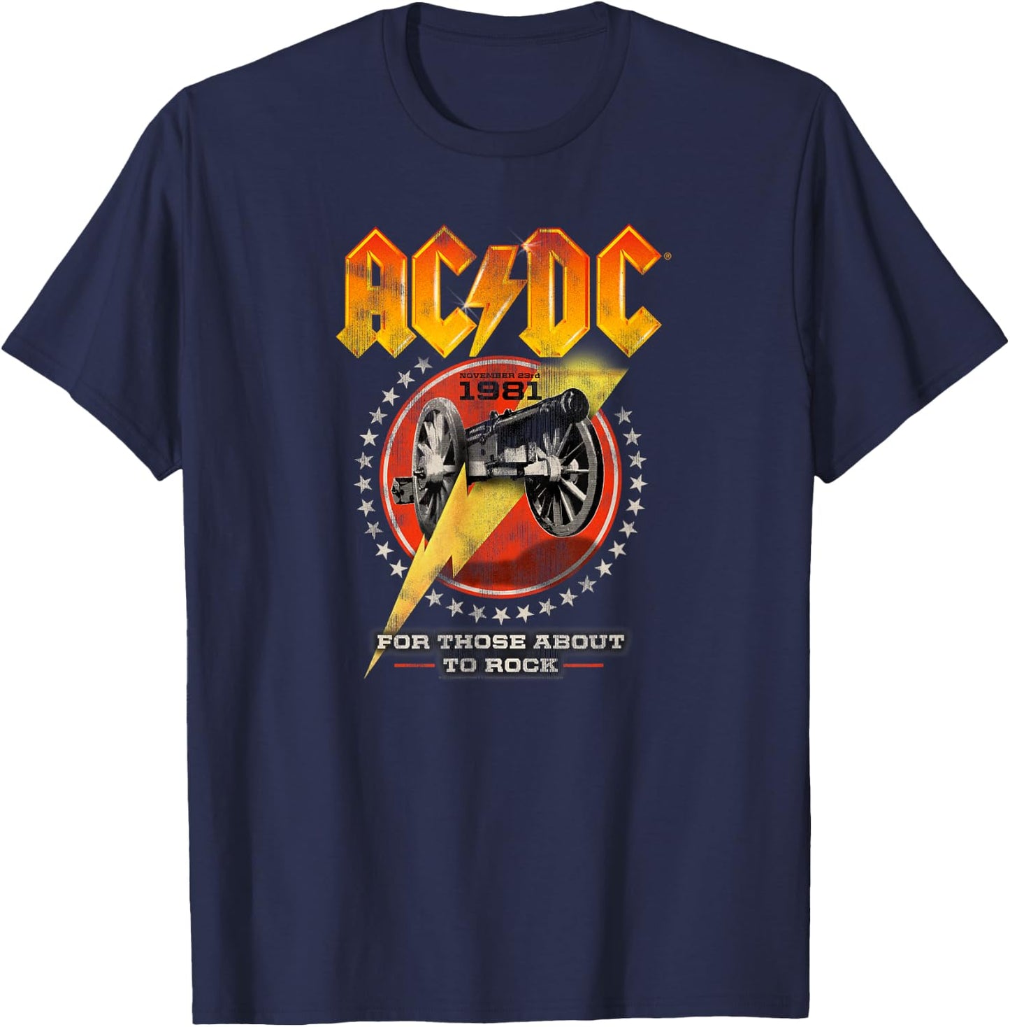 Official AC/DC For Those About To Rock 1981 Rock Band Music T-Shirt - T-Shirt | Navy