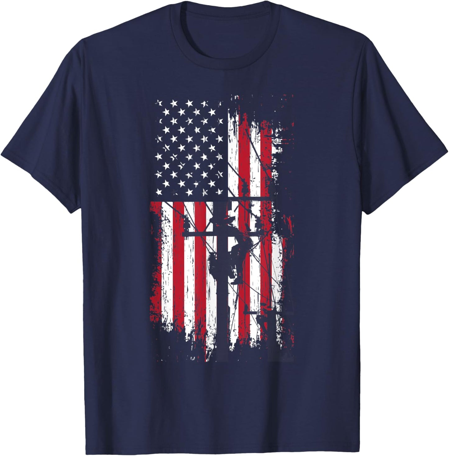 Patriot US Citizen USA Flag Design For Electrician Men T-Shirt - T-Shirt | Navy