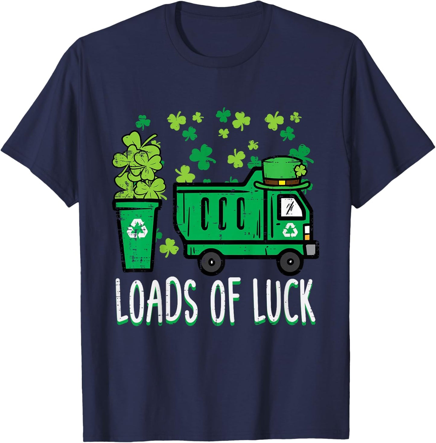 Kids St Patricks Day Garbage Truck Load Of Luck Toddler Boys T-Shirt - T-Shirt | Navy