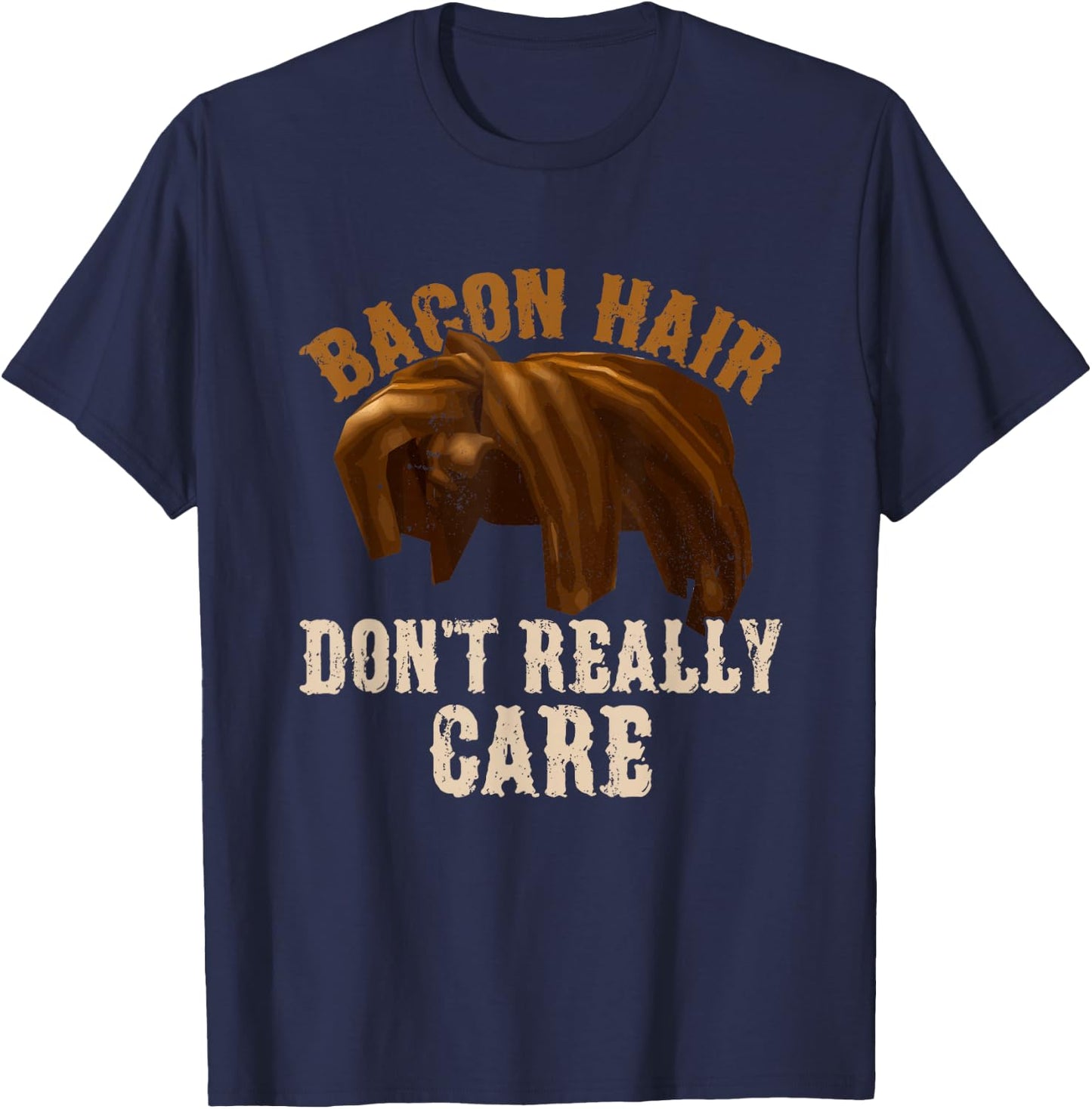 Bacon Hair Don't Really Care For Boy Video Gamers T-Shirt - T-Shirt | Navy