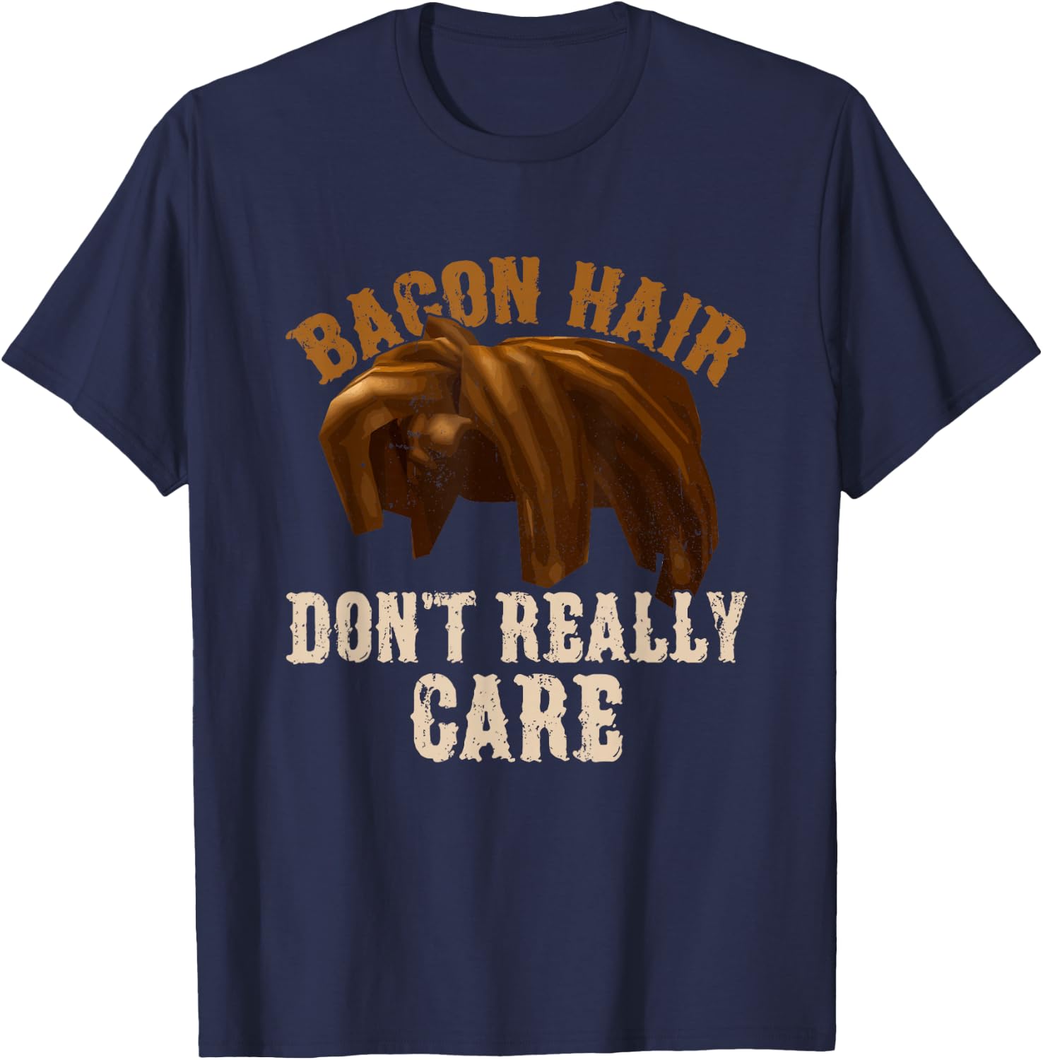 Bacon Hair Don't Really Care For Boy Video Gamers T-Shirt - T-Shirt | Navy