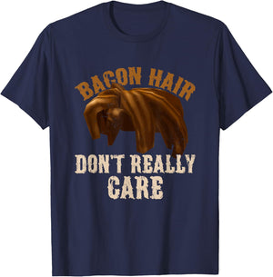 Bacon Hair Don't Really Care For Boy Video Gamers T-Shirt - T-Shirt | Navy