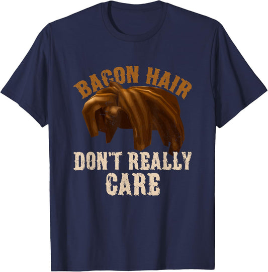 Bacon Hair Don't Really Care For Boy Video Gamers T-Shirt - T-Shirt | Navy