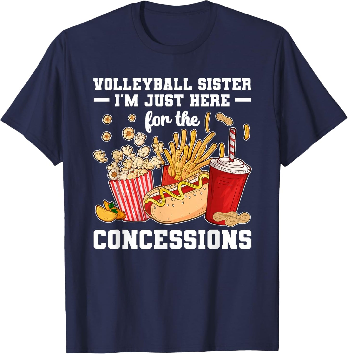 Volleyball Sister Funny Sister Of A Volleyball Player T-Shirt - T-Shirt | Navy
