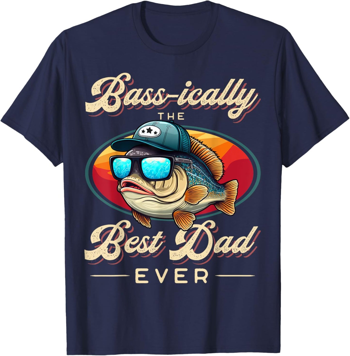 Funny Fishing Father's Day - Dad Fisherman Birthday Graphic T-Shirt - T-Shirt | Navy