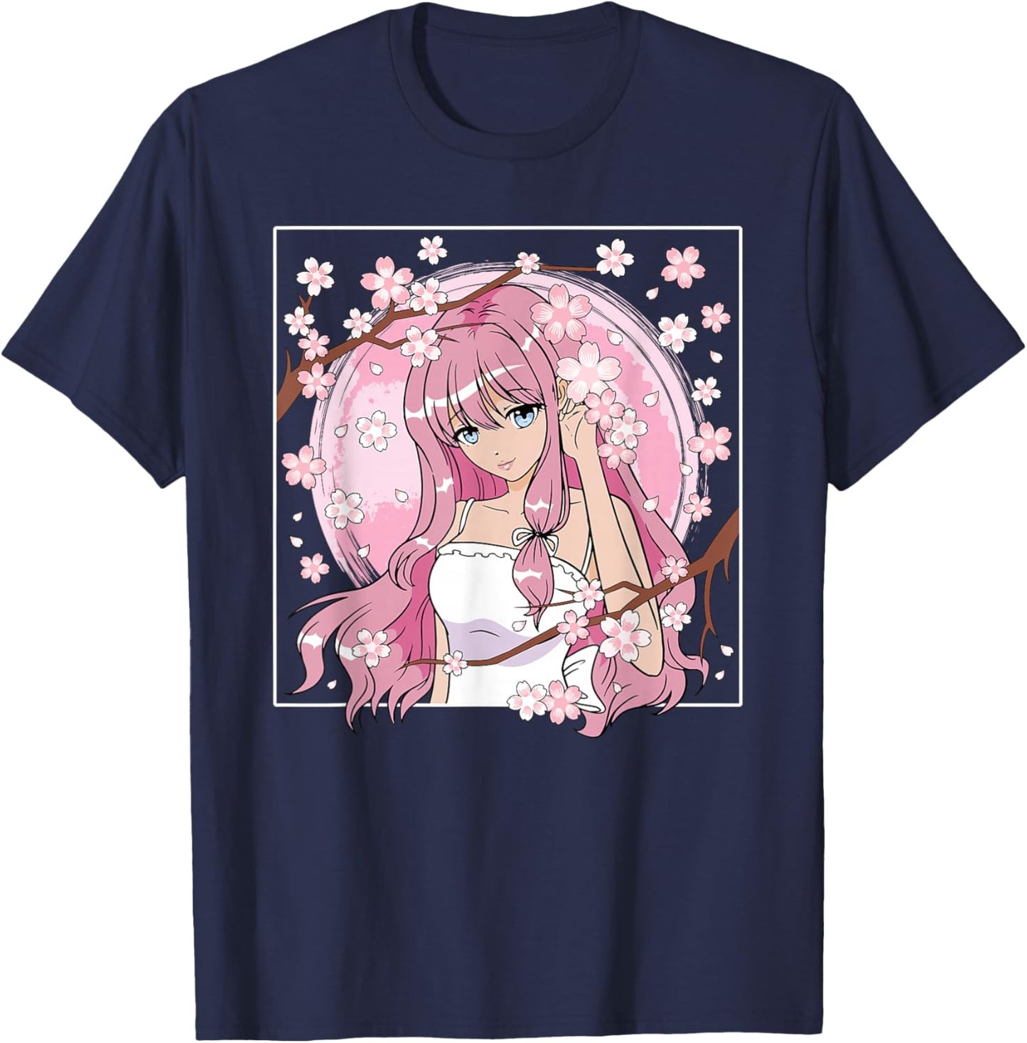 Japanese Anime Girl Otaku Cherry Blossom Sakura Women T-Shirt - T-Shirt | Navy