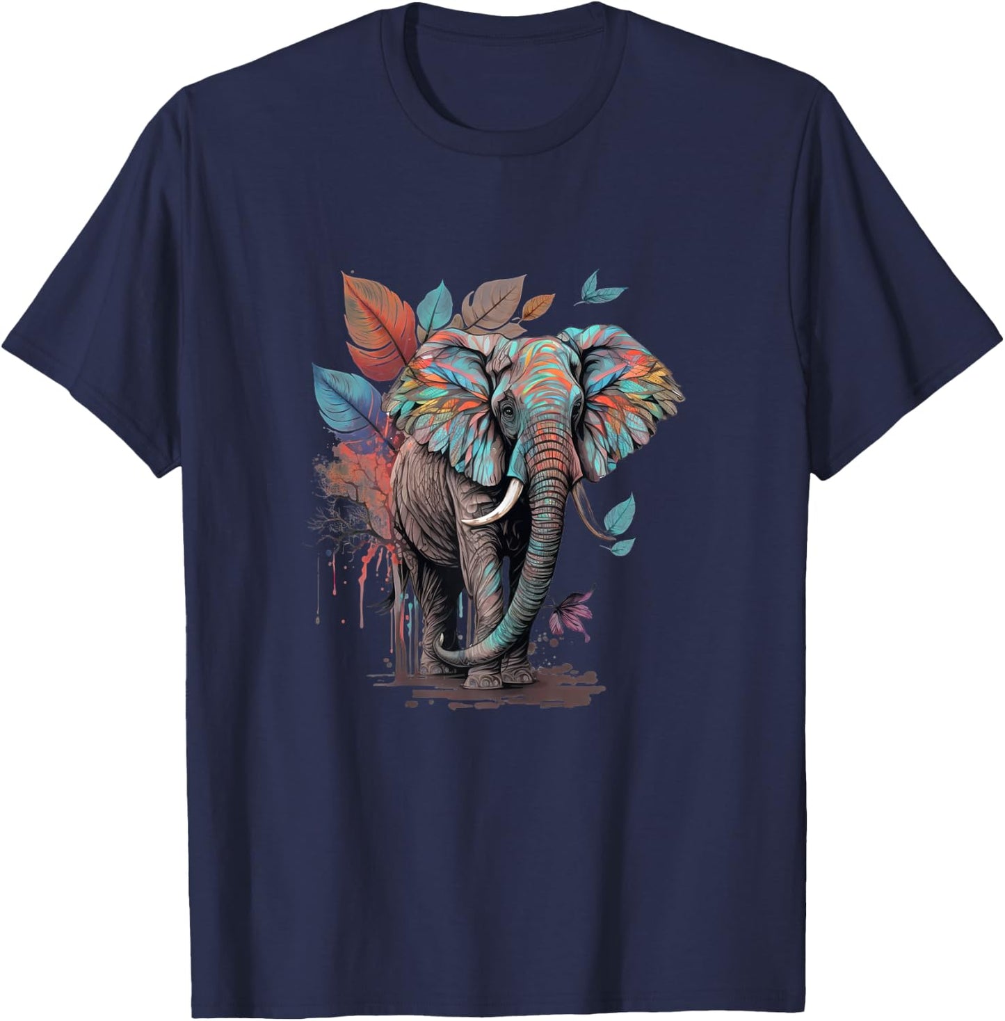 Boho Elephant | Bohemain Style | Cute Elephant T-Shirt - T-Shirt | Navy