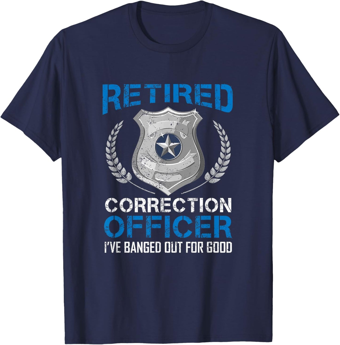 Retired Corrections Officer Badge - Men's Black Classic Fit Short Sleeve - Law Enforcement - Size Small T-Shirt - T-Shirt | Navy
