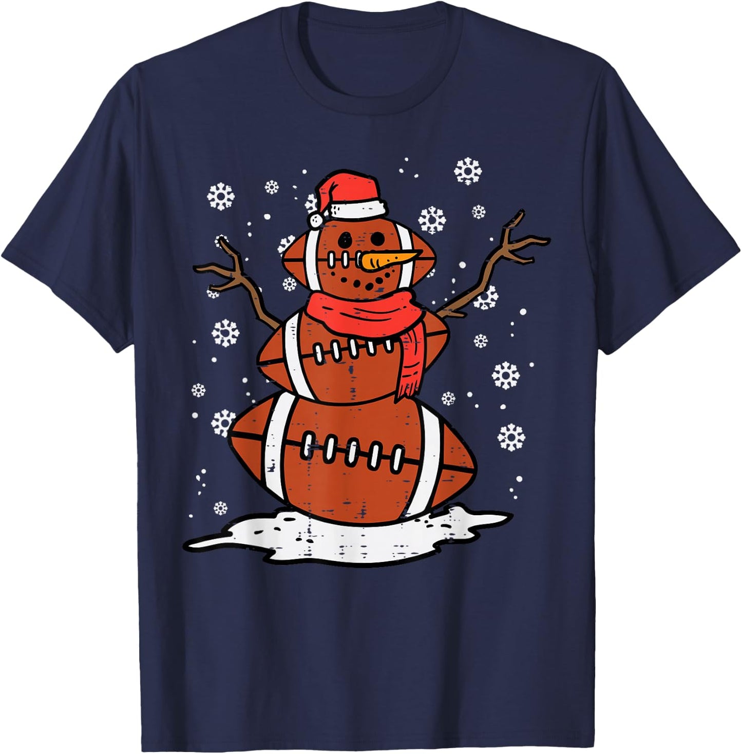 Christmas American Football Snowman Xmas Sport Men Boys Kids T-Shirt - T-Shirt | Navy