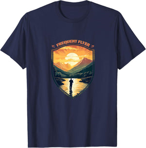 Frequent Flyer Vintage Angler Delight Fly Fisher Enthusiasts T-Shirt - T-Shirt | Navy