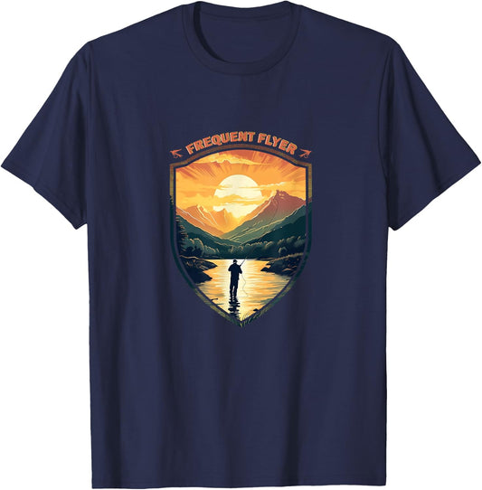 Frequent Flyer Vintage Angler Delight Fly Fisher Enthusiasts T-Shirt - T-Shirt | Navy