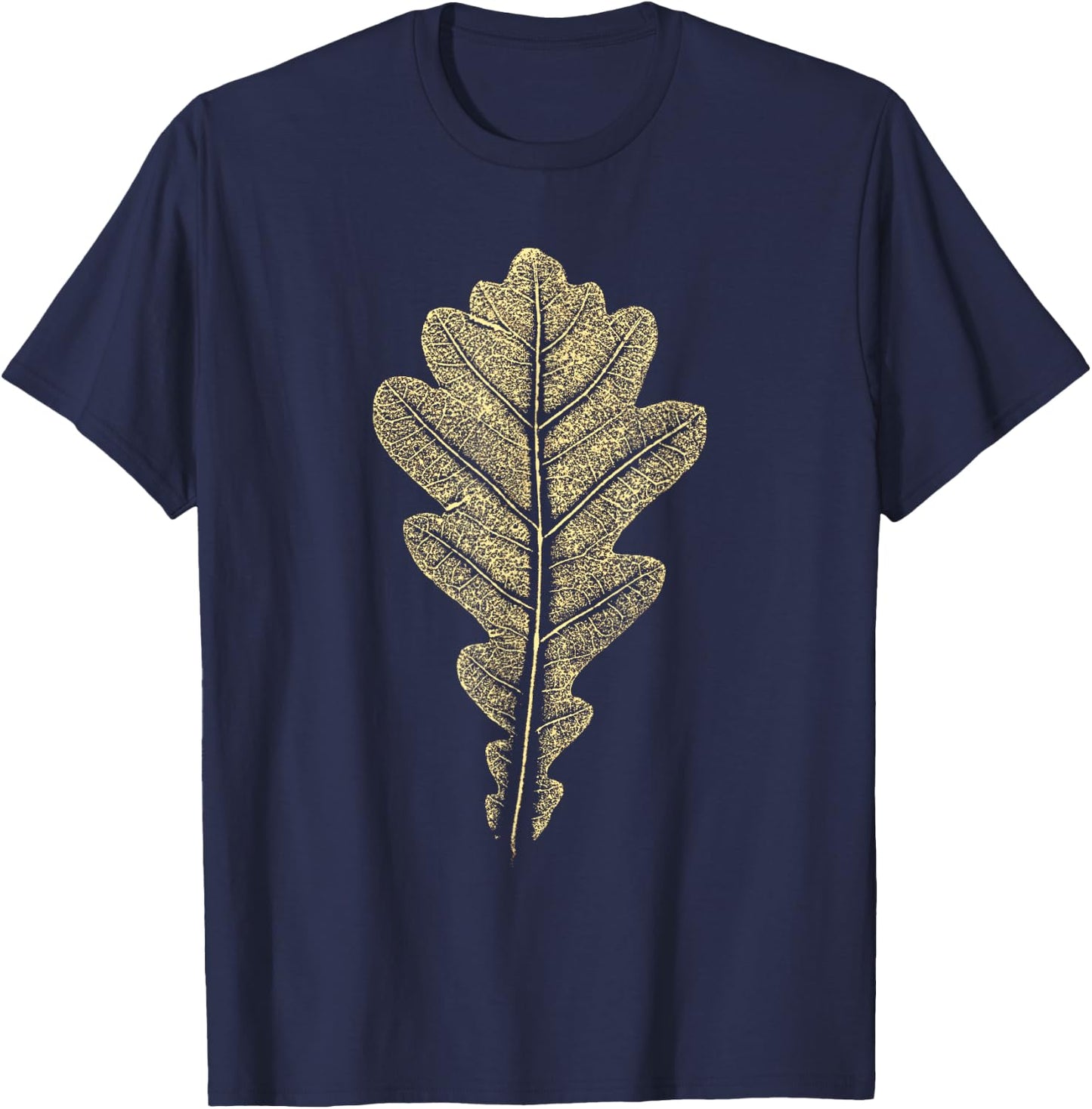 Oak Leaf - Stamp - Nature & Forest Tree - Botanicals T-Shirt - T-Shirt | Navy
