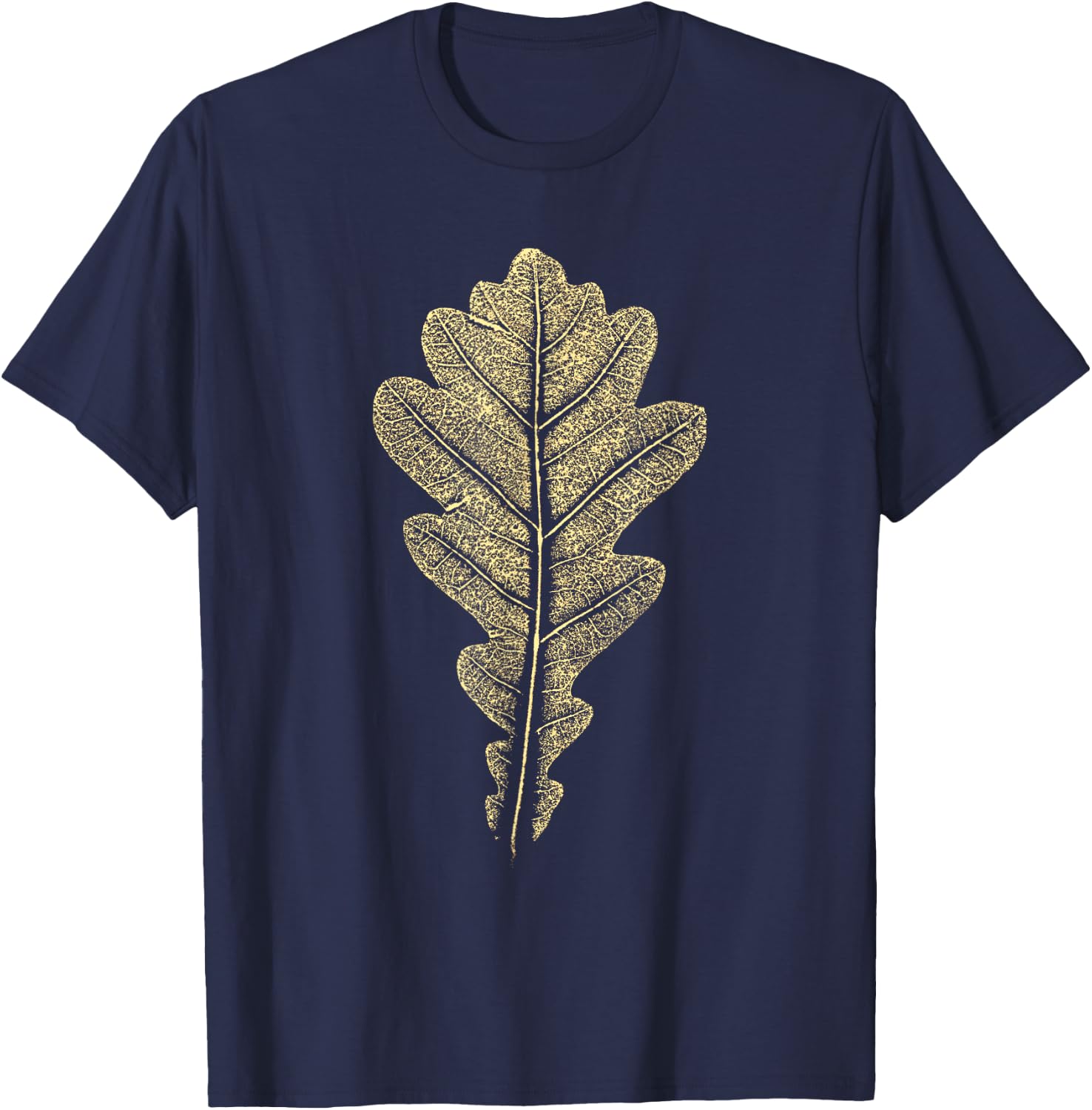 Oak Leaf - Stamp - Nature & Forest Tree - Botanicals T-Shirt - T-Shirt | Navy